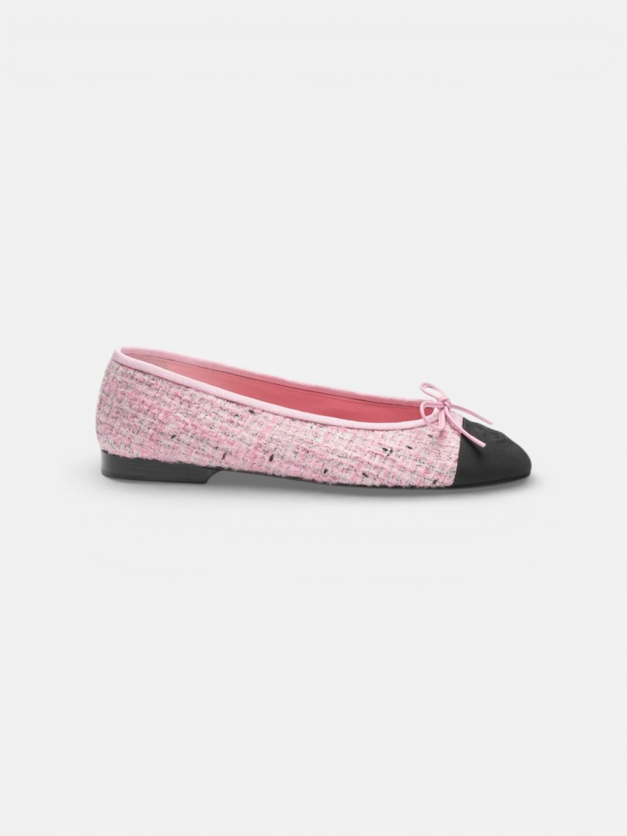 Chanel Ballet Flats Grosgrain Pink Black