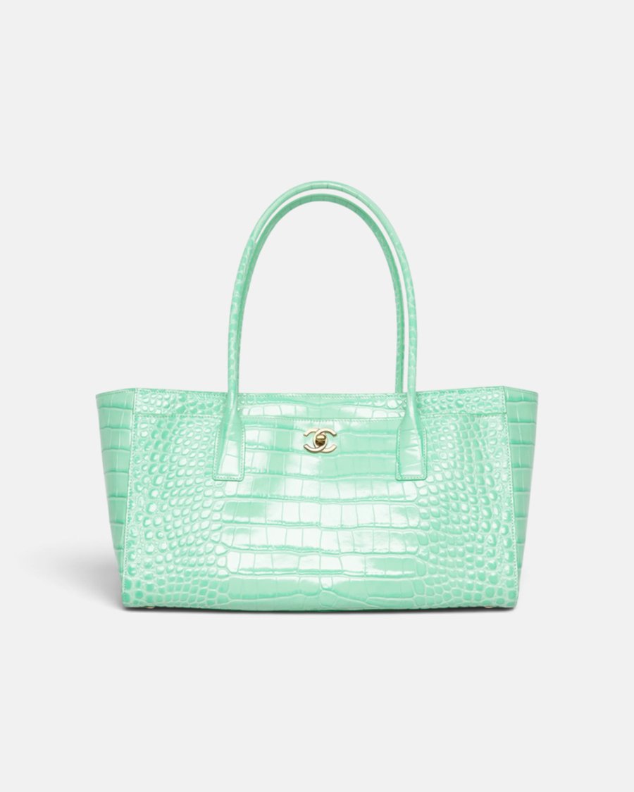 Chanel Small Tote Crocodile Embossed Calfskin & Gold-Tone Metal Turquise - Image 2