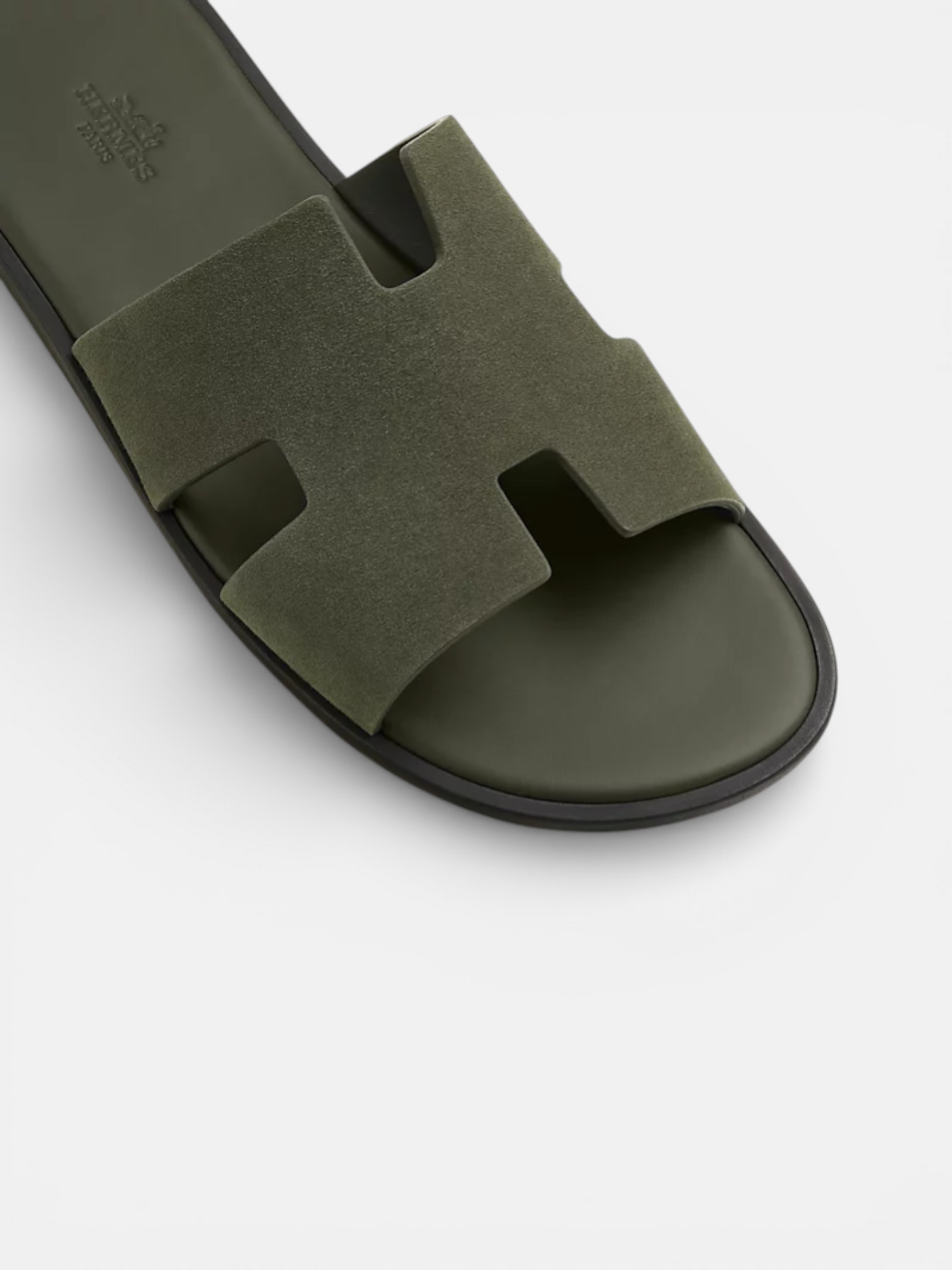 Hermes Hermes Izmir Sandal Vert Foret – back view in premium quality with AA+ craftsmanship