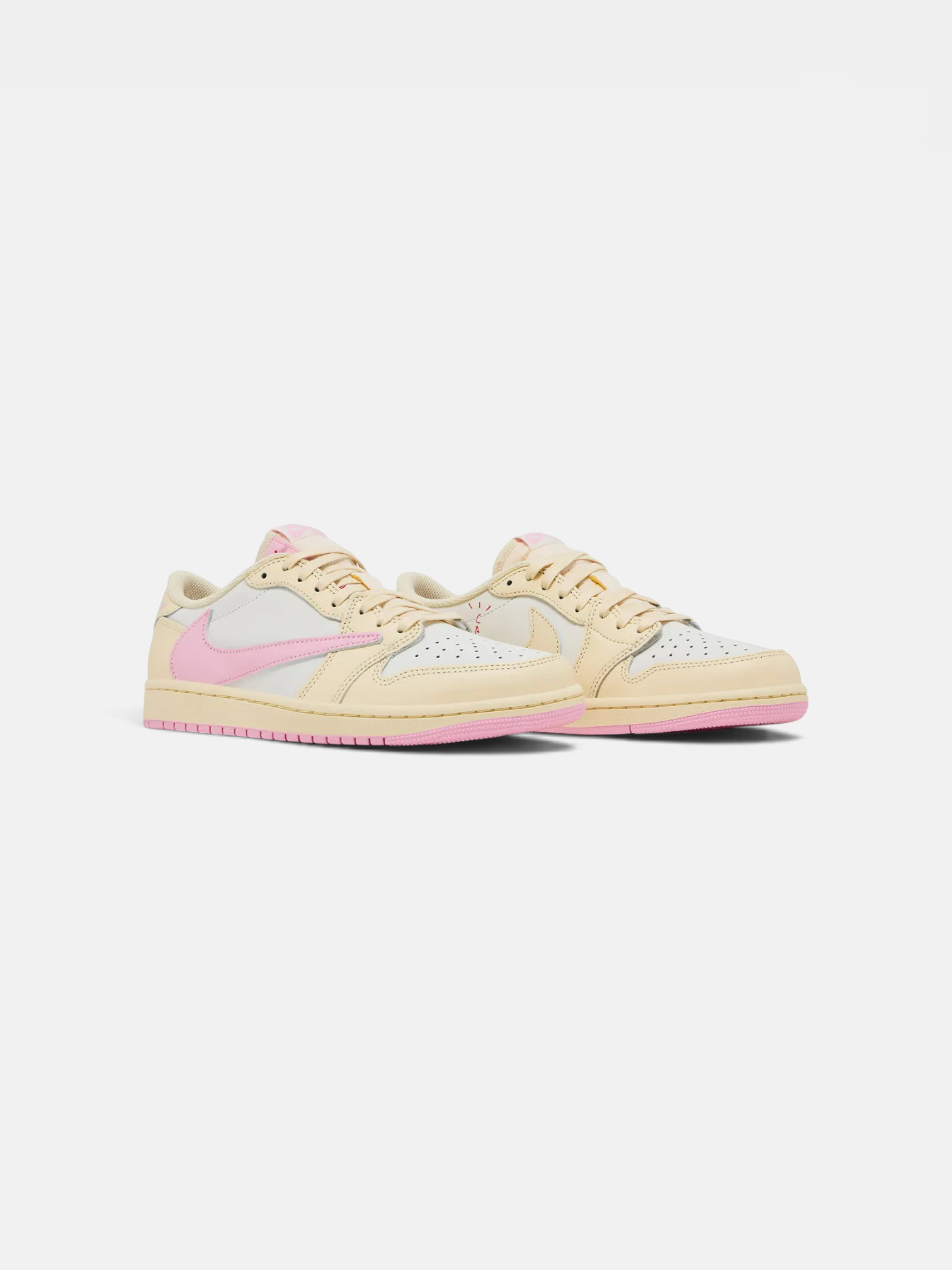 Travis Travis Scott x Air Jordan 1 Retro Low Shy Pink – detail view in premium quality with AA+ craftsmanship