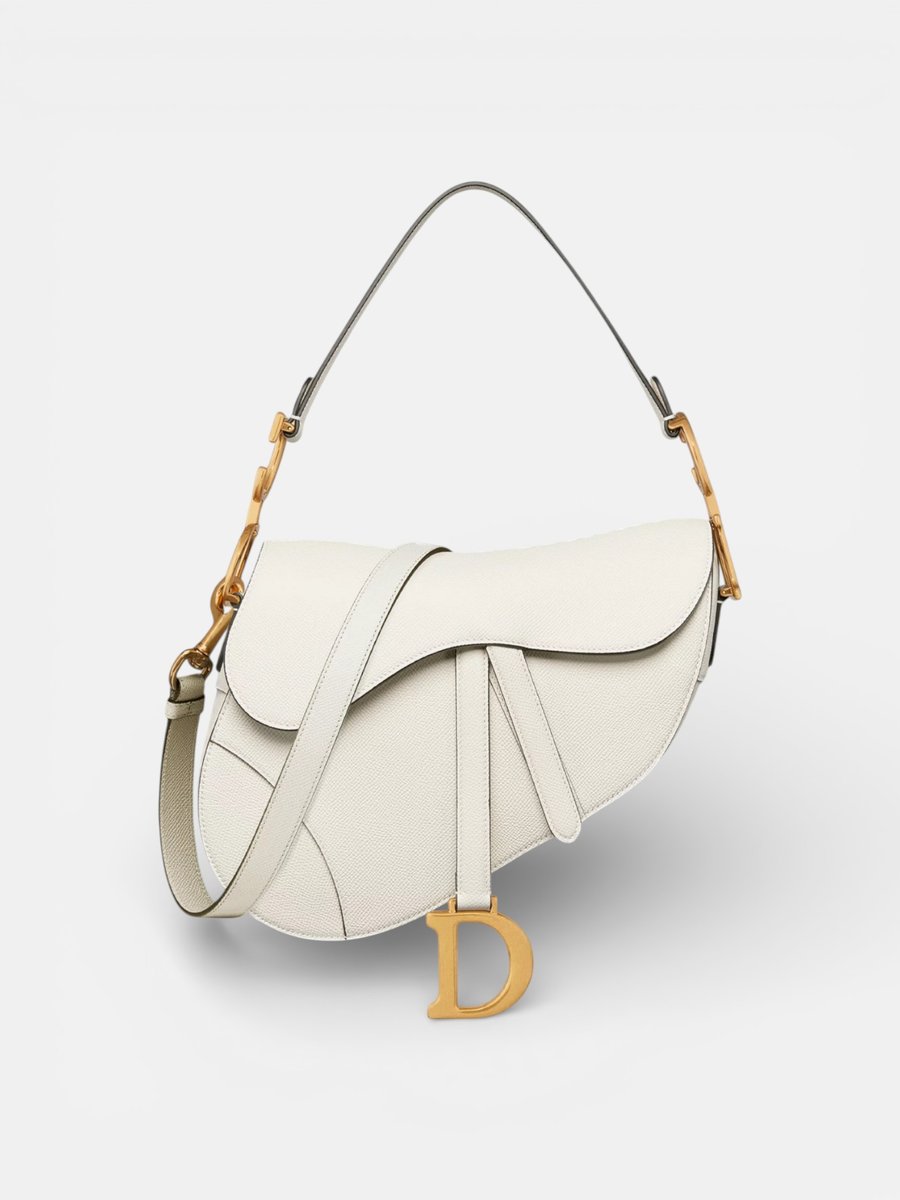 Dior Saddle Bag Grained White