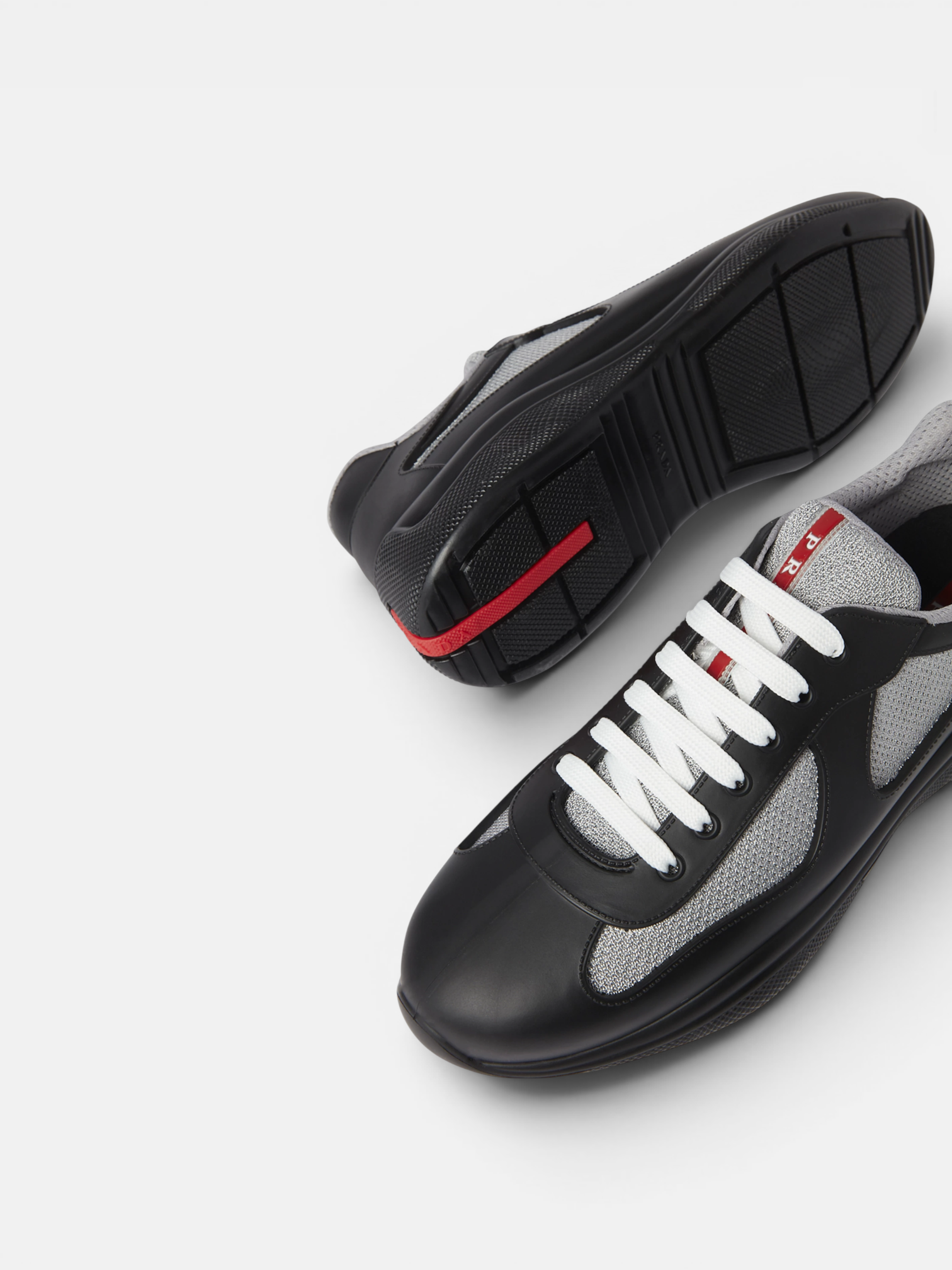 Prada Prada Cups Sneaker Black – close-up detail view in premium quality with AA+ craftsmanship