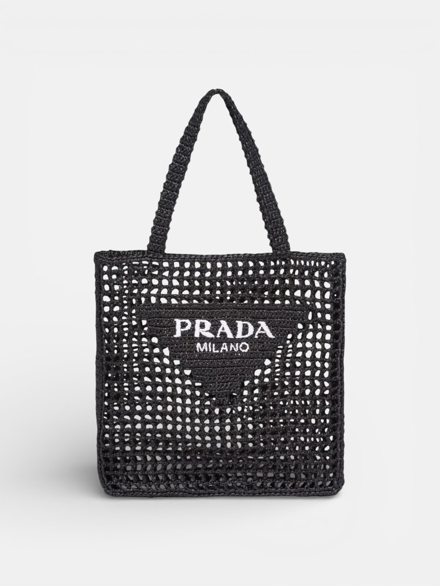 Prada Crochet Tote Bag Black