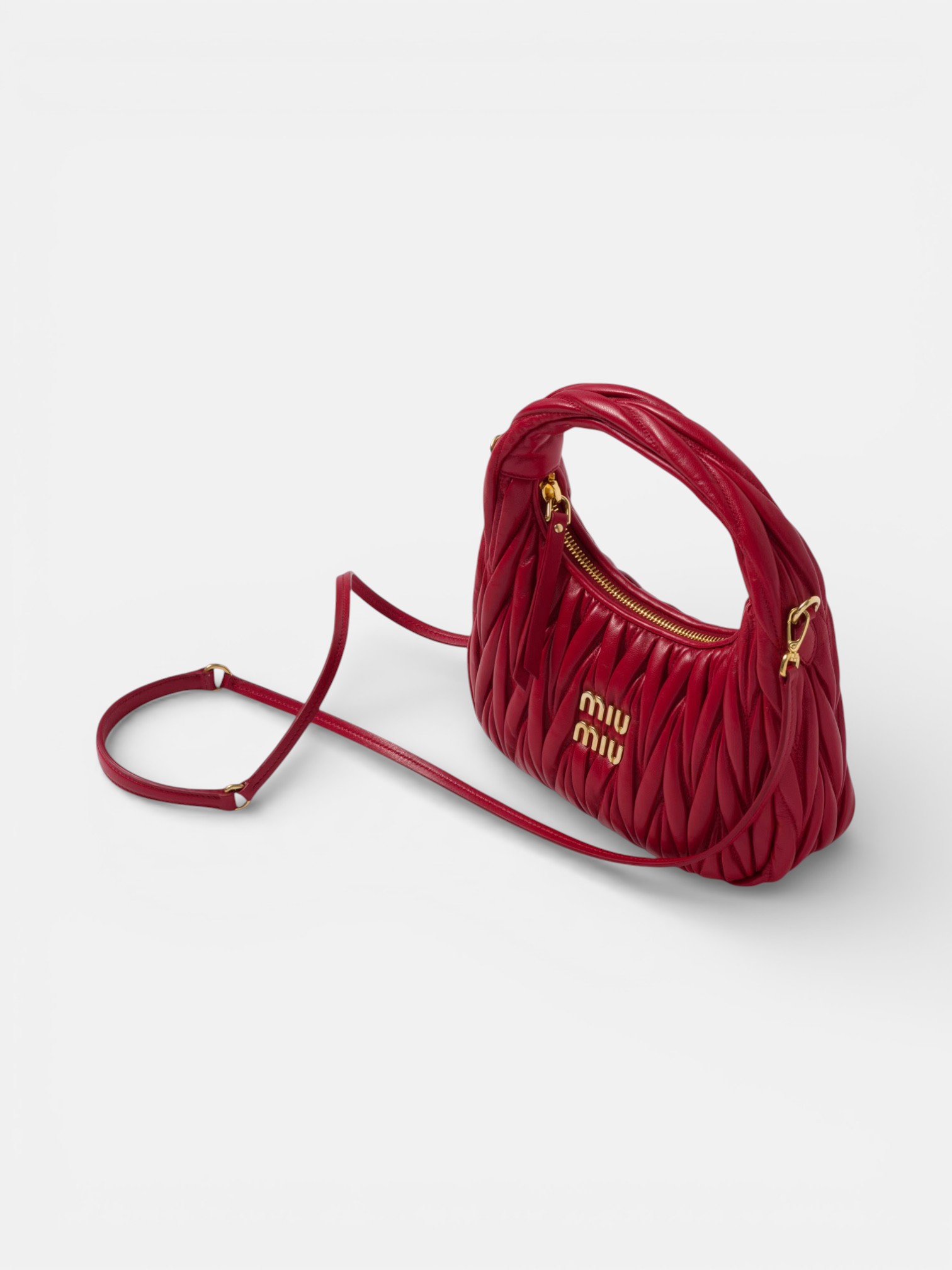 MiuMiu MiuMiu Wander Leather Bag Red – side profile view in premium quality with AA+ craftsmanship