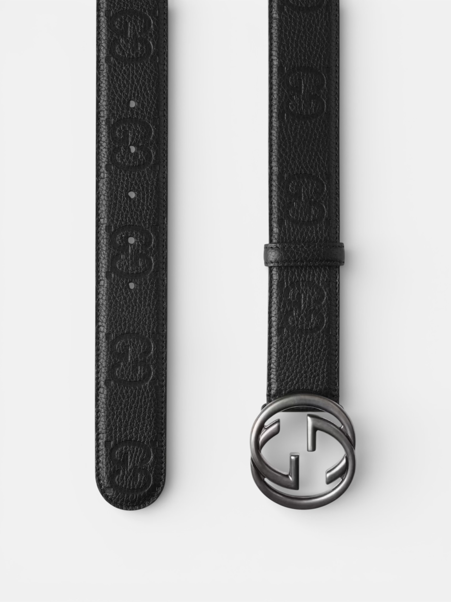 Gucci Gucci Belt with Interlocking G Buckle Black Leather – side profile view in premium quality with AA+ craftsmanship