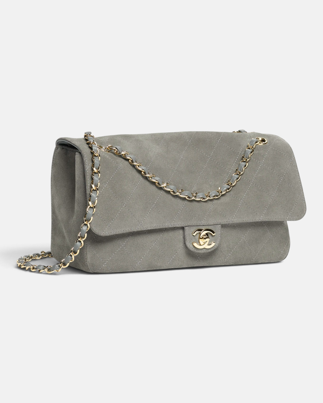 Chanel Chanel Maxi Flap Bag Suede Calfskin & Gold Metal Dark Grey – back view in premium quality with AA+ craftsmanship