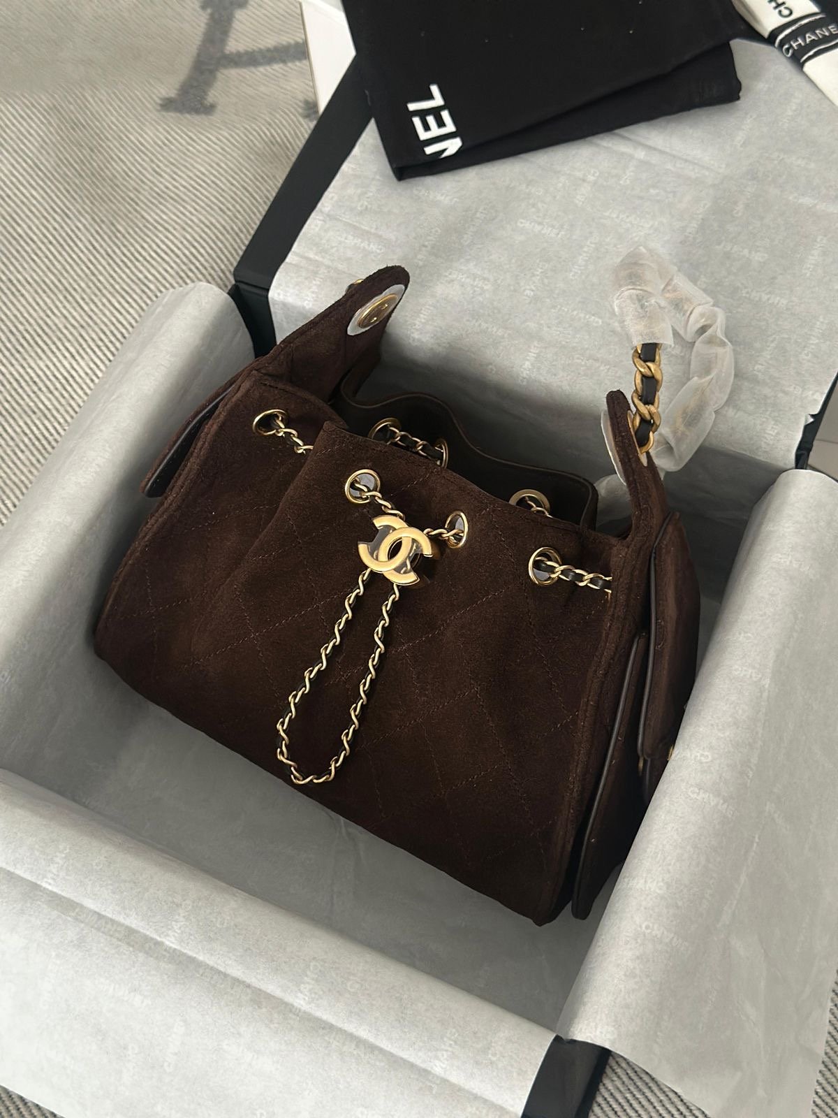 Chanel Chanel 25 Mini Suede – back view in premium quality with AA+ craftsmanship