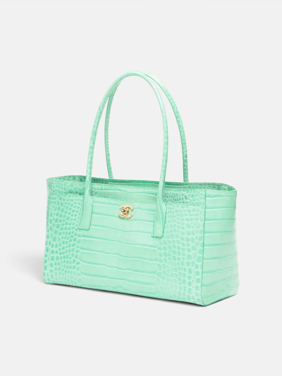 Chanel Small Tote in Crocodile Embossed Calfskin & Gold-Tone Metal Turquise - Image 1