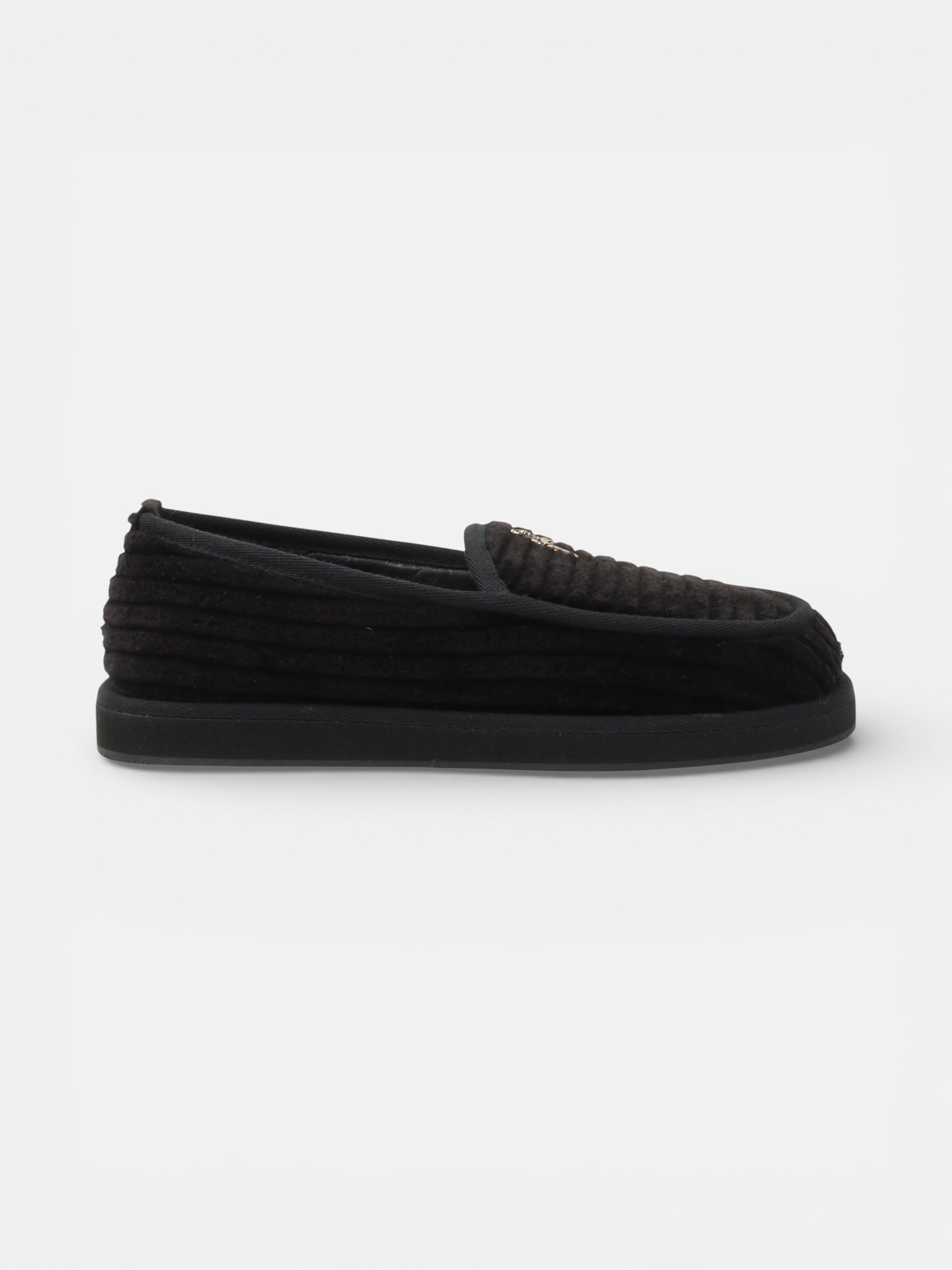 Chrome Chrome Hearts Corduroy Dagger Loafers Black – side profile view in premium quality with AA+ craftsmanship