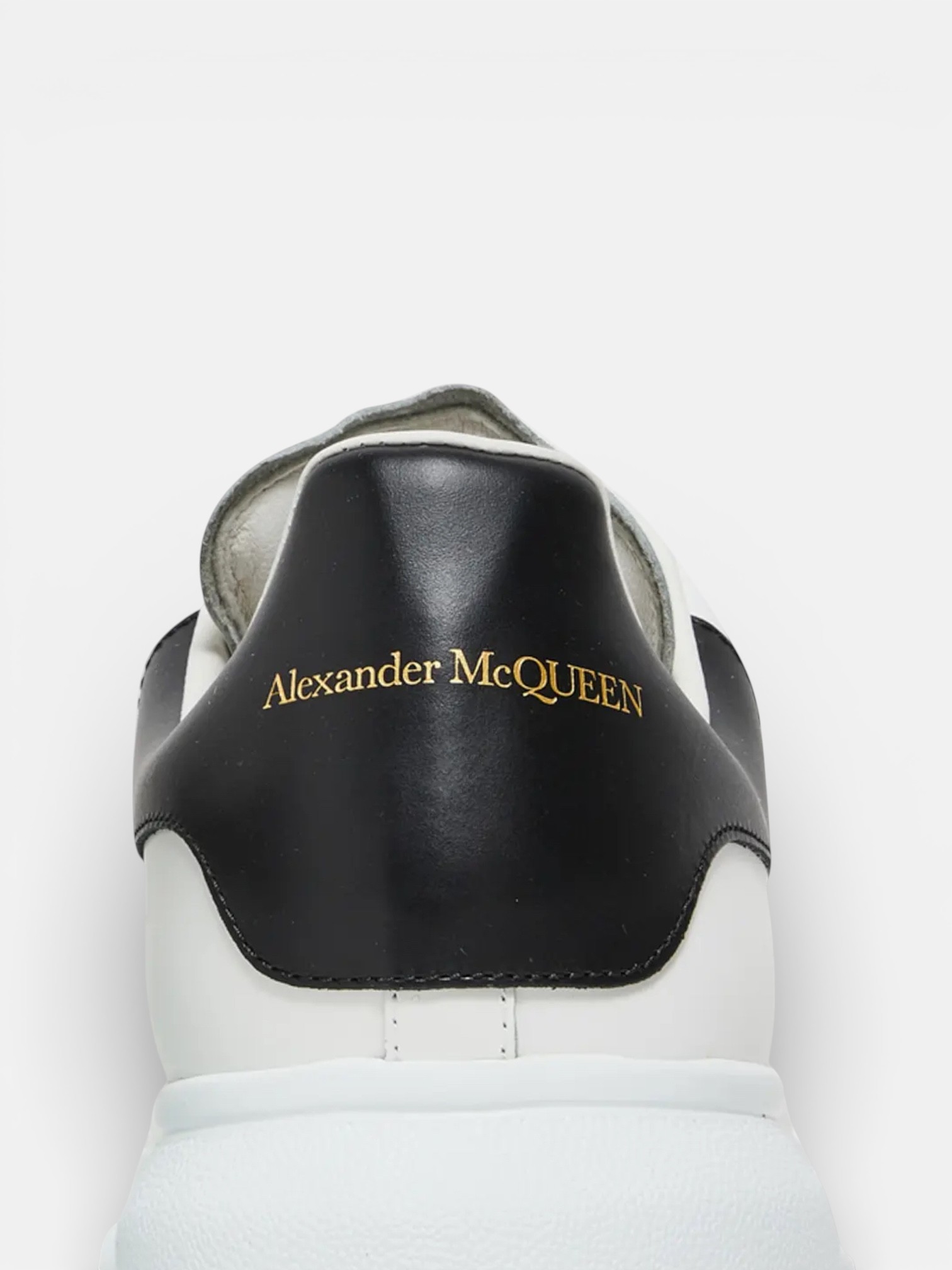 Alexander Alexander McQueen Sneaker White Black Leather – detail view in premium quality with AA+ craftsmanship