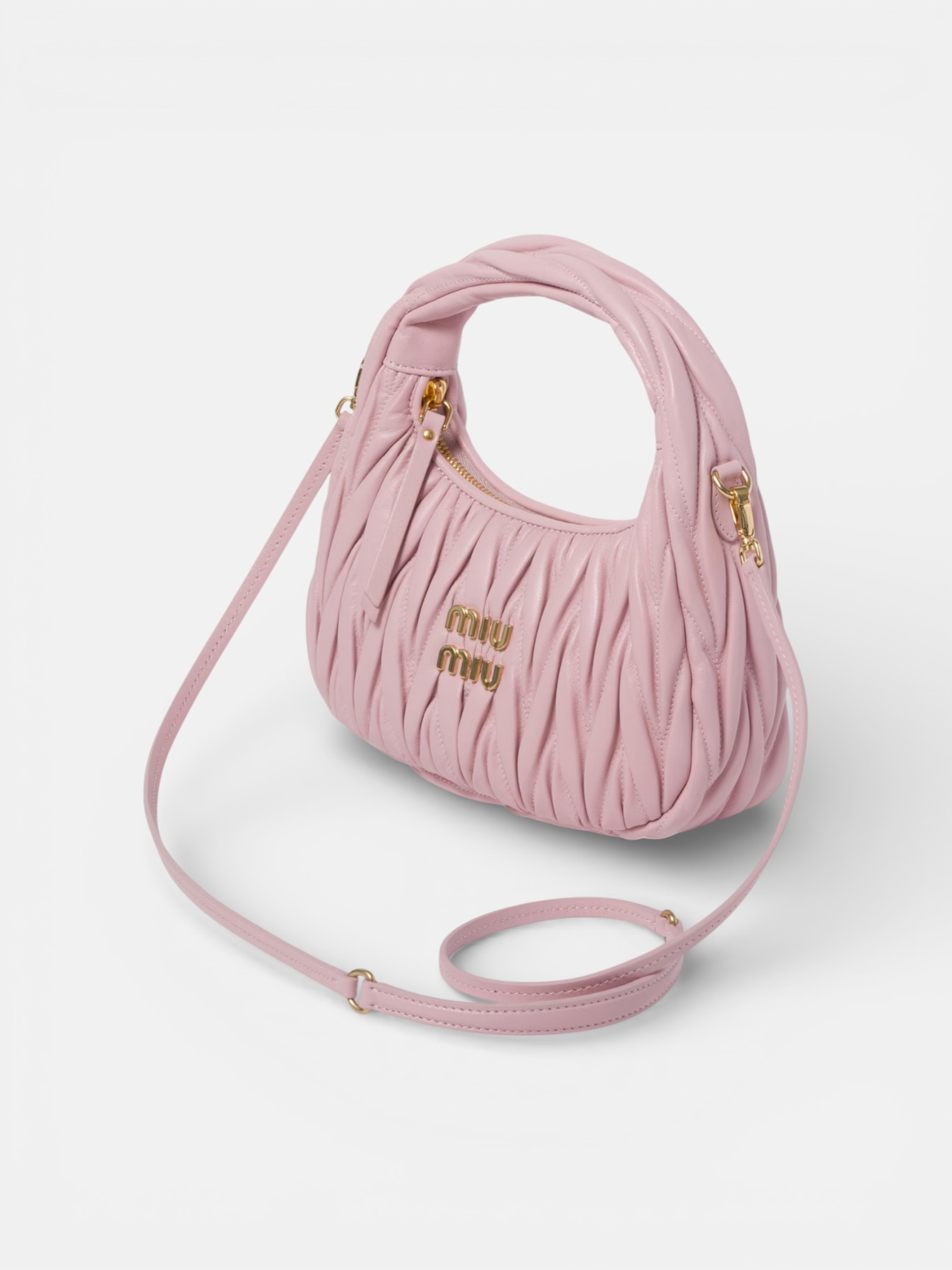 MiuMiu MiuMiu Wander Leather Bag Pink – side profile view in premium quality with AA+ craftsmanship