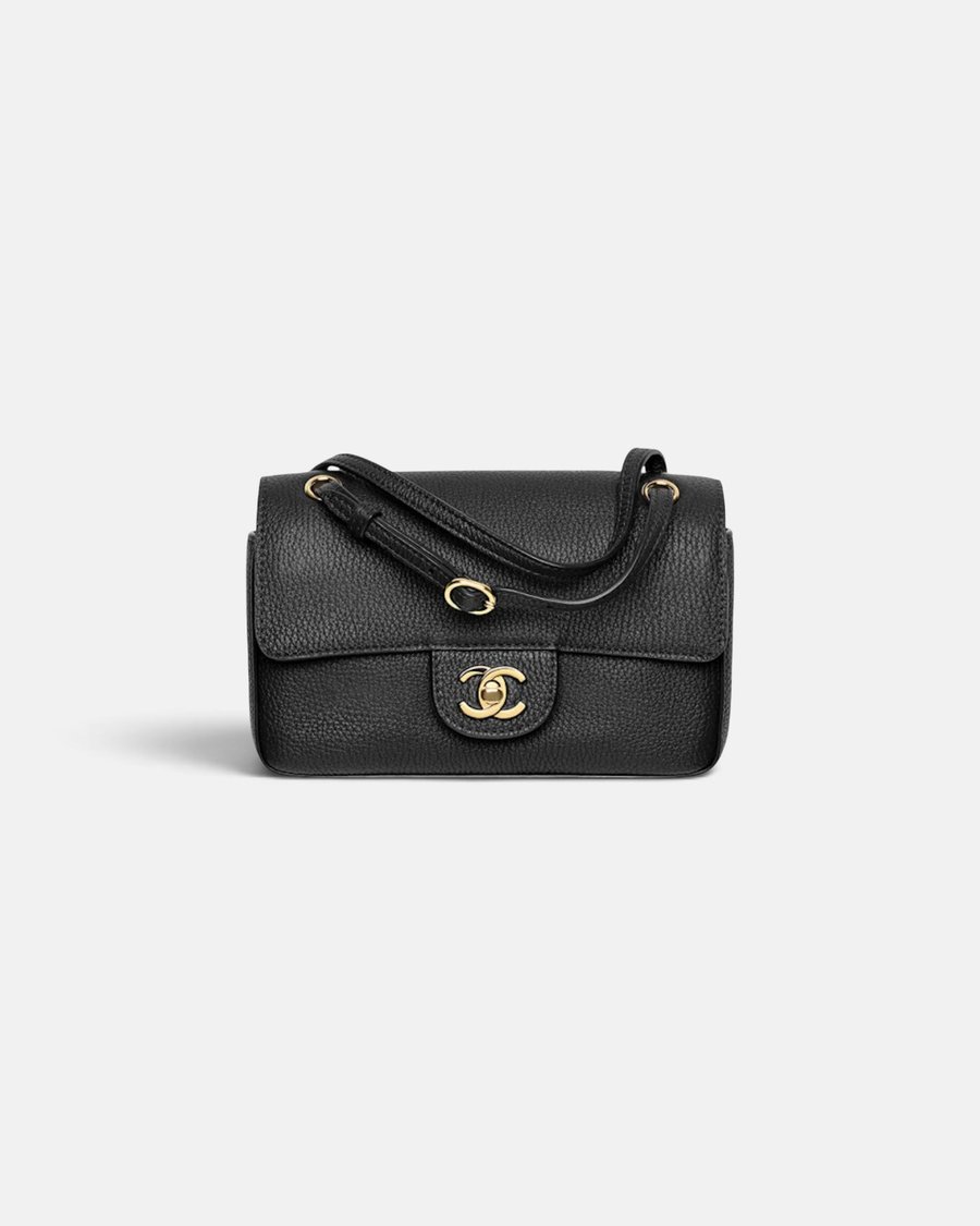 Chanel Mini Flap Bag Grained Calfskin & Gold-Tone Metal Black