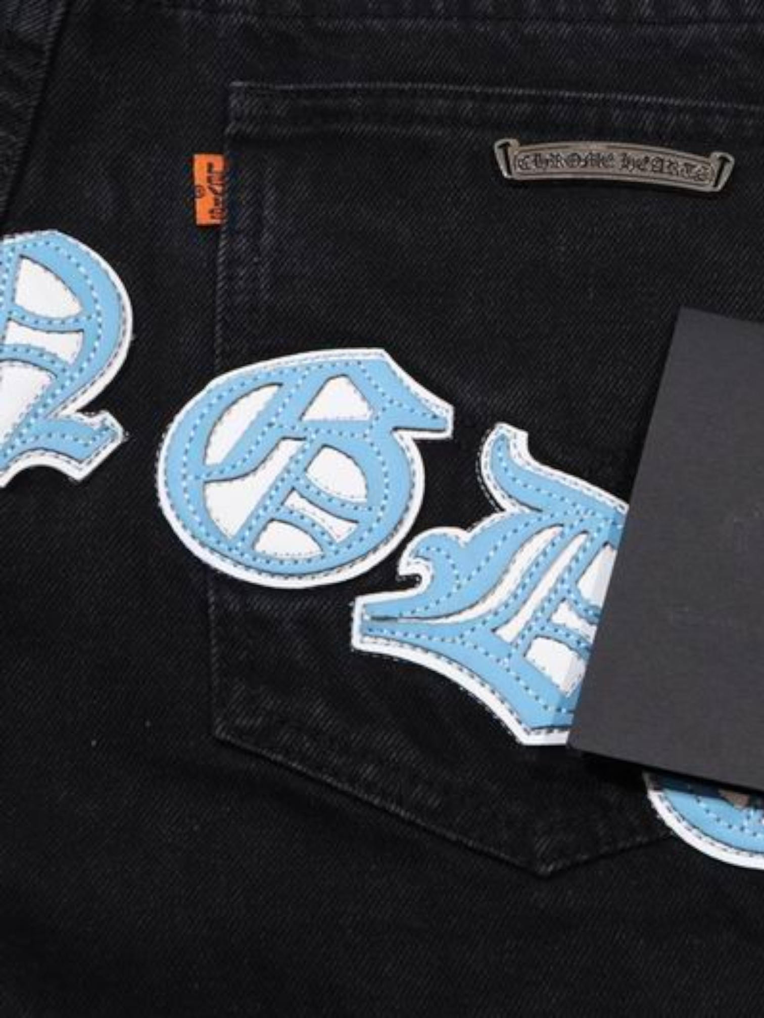 Chrome Chrome Hearts Dual-Tone Cross Jeans Black – detail view in premium quality with AA+ craftsmanship