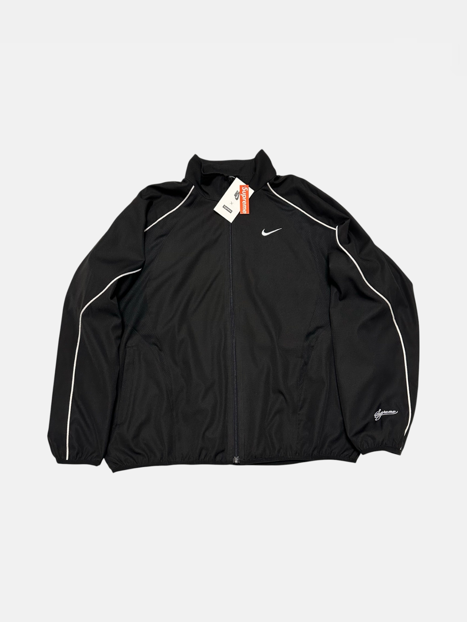 Supreme Supreme Tracksuit Jacket Black – close-up detail view in premium quality with AA+ craftsmanship