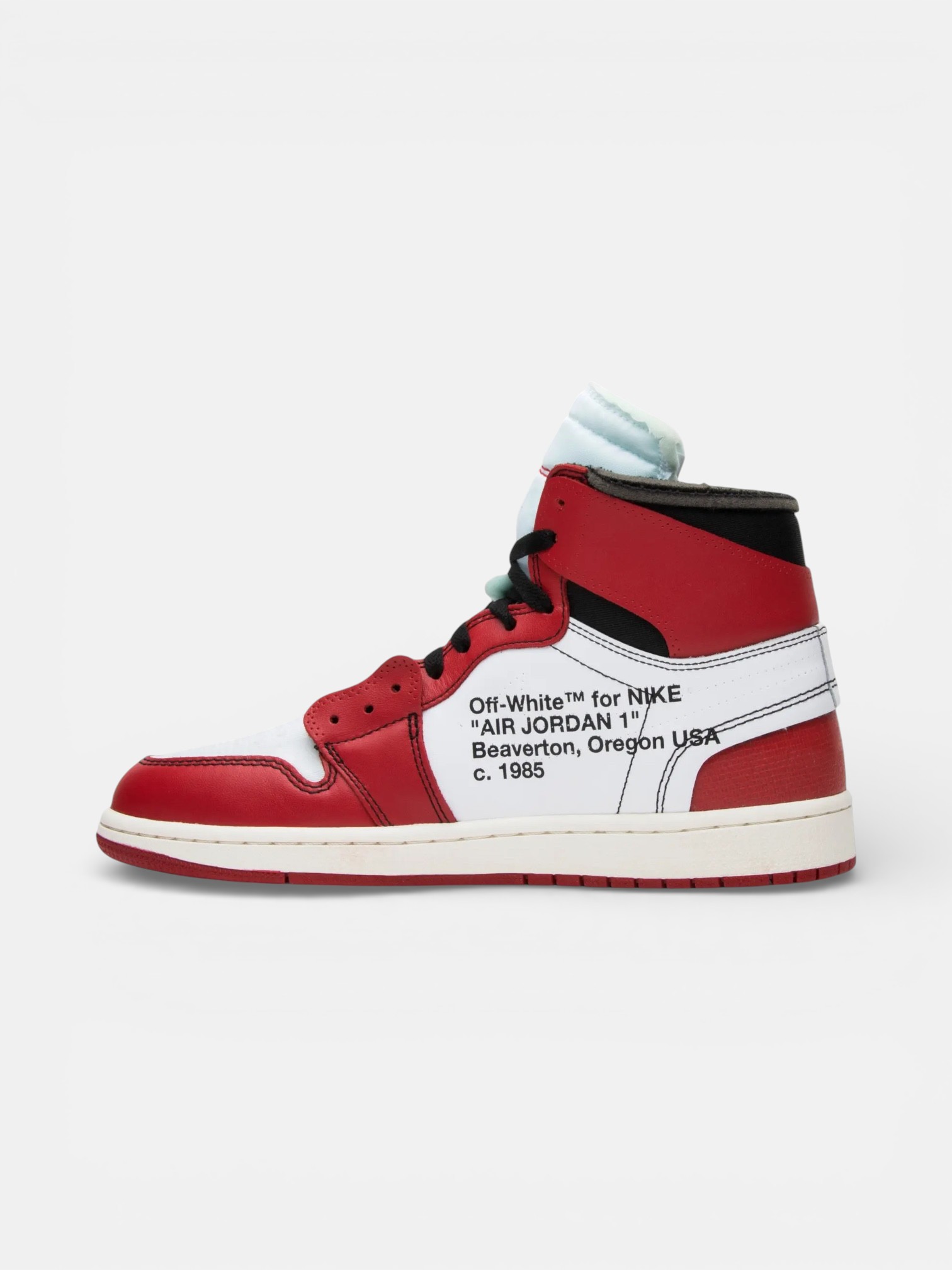 Jordan Jordan 1 Retro High OG Chicago x Off-White – close-up detail view in premium quality with AA+ craftsmanship