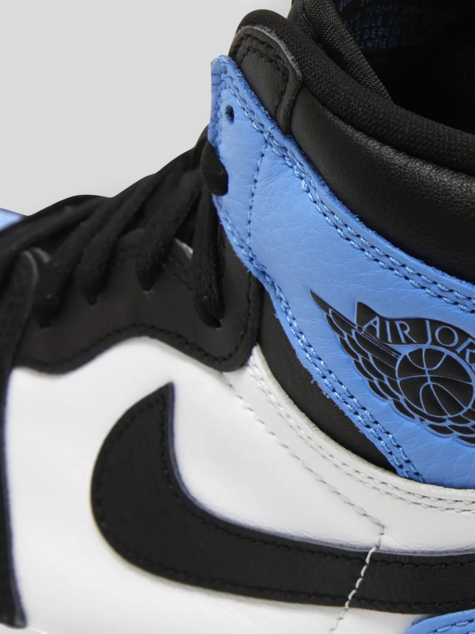 Jordan Jordan 1 Retro High OG UNC Toe – detail view in premium quality with AA+ craftsmanship