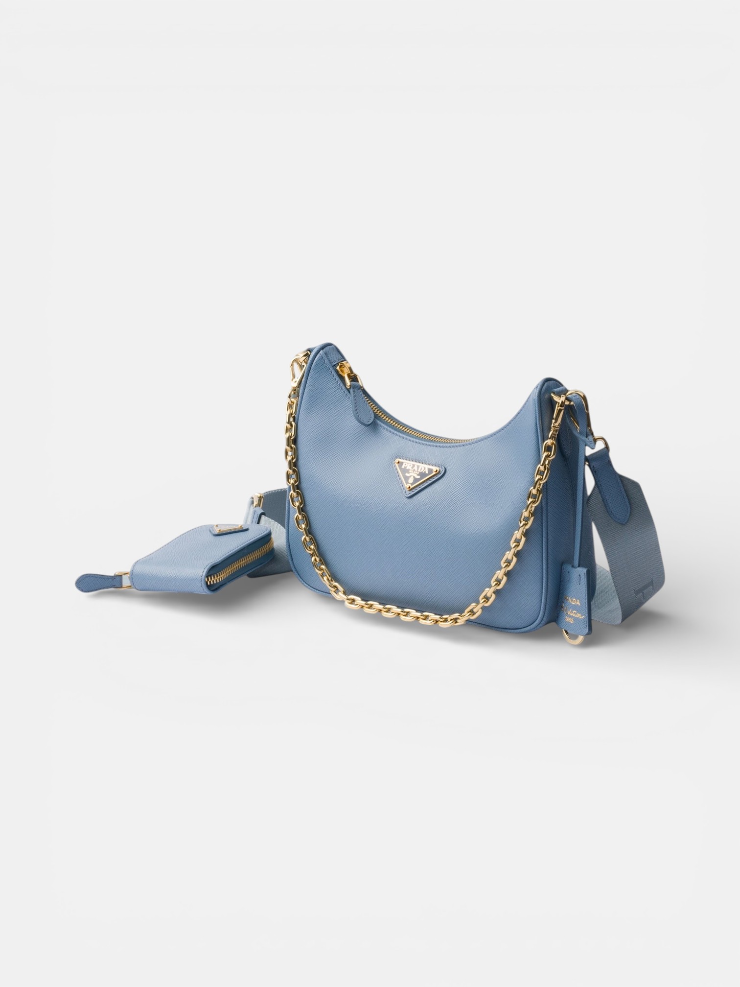 Prada Prada Re-Edition 2005 Saffiano Light Blue – side profile view in premium quality with AA+ craftsmanship