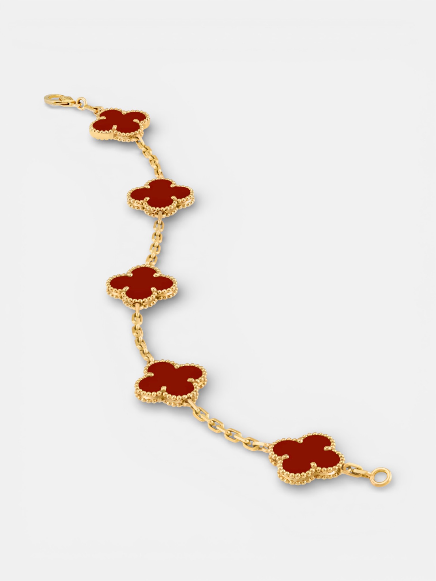 Van Van Cleef Alhambra Bracelet Gold Carnelian – close-up detail view in premium quality with AA+ craftsmanship