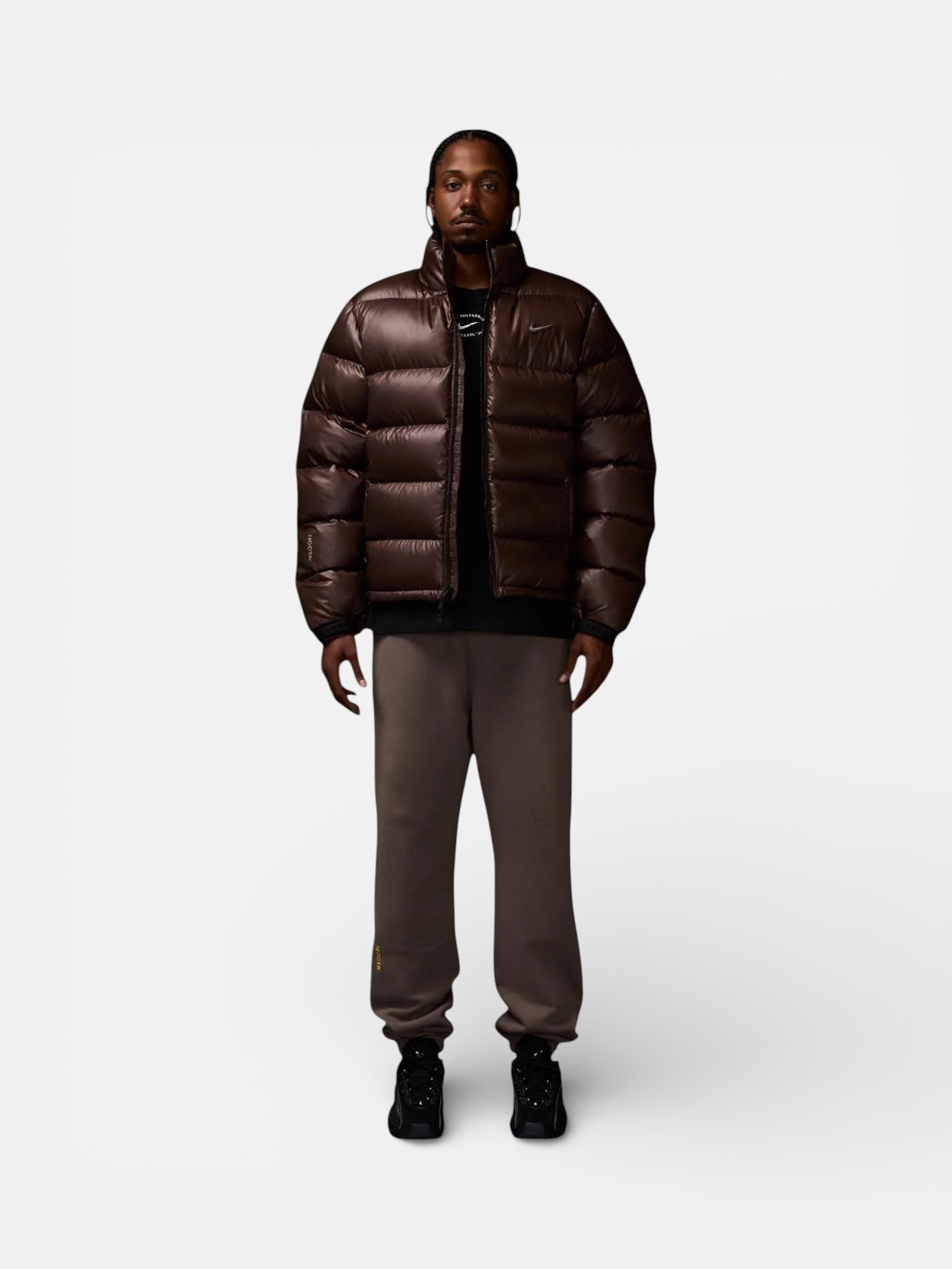 Nike Nike Nocta Sunset Puffer Jacket Brown – detail view in premium quality with AA+ craftsmanship
