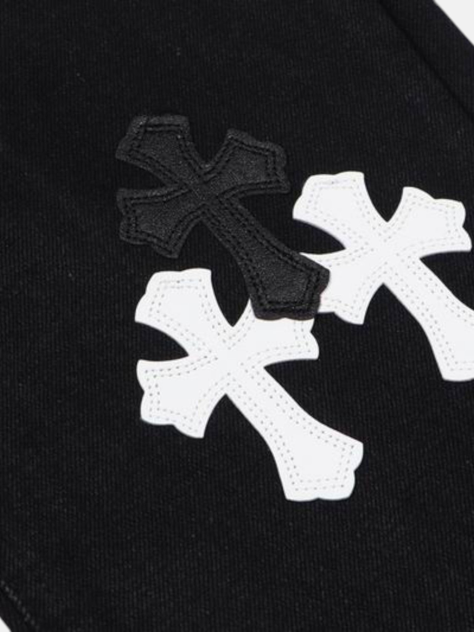 Chrome Chrome Hearts Contrast Cross Jeans Black – detail view in premium quality with AA+ craftsmanship