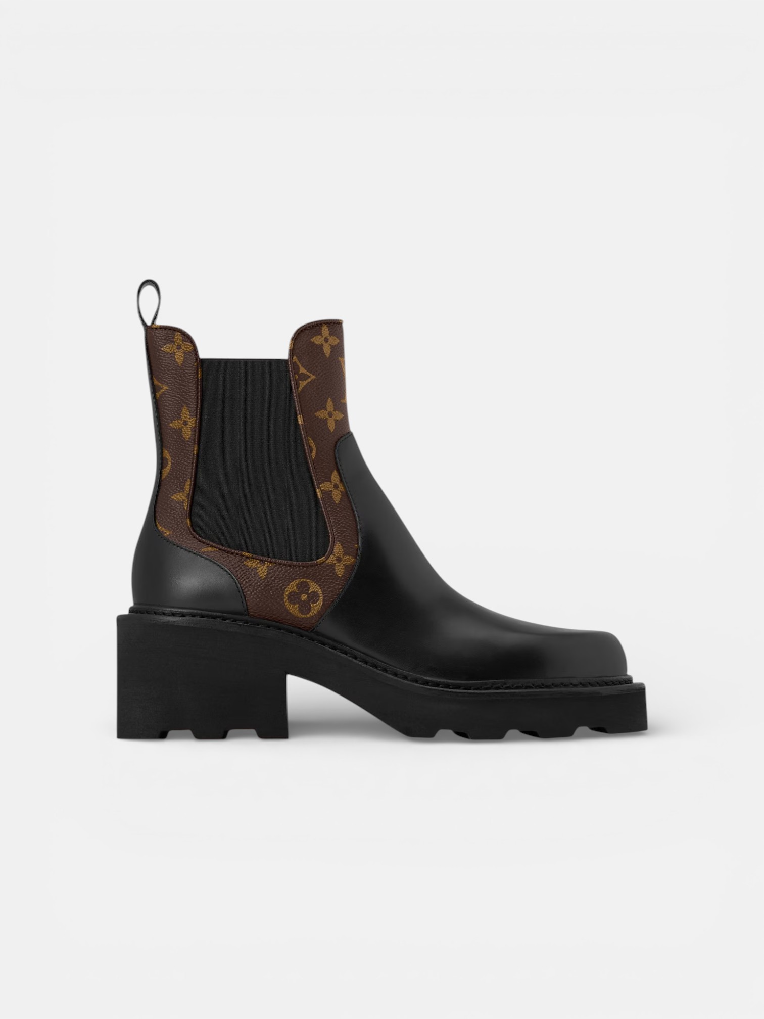 Louis Louis Vuitton Beaubourg Chelsea Ankle Boots Black – side profile view in premium quality with AA+ craftsmanship