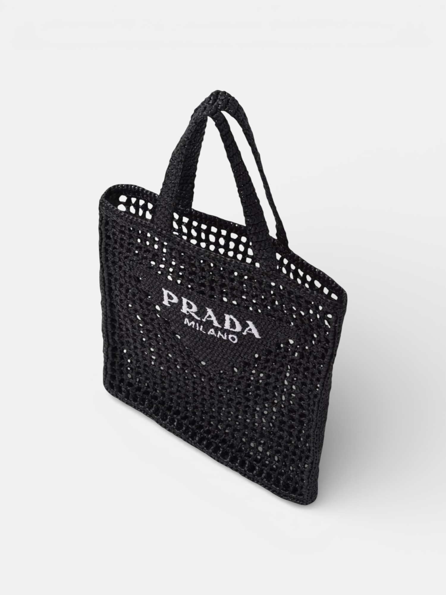 Prada Prada Crochet Tote Bag Black – detail view in premium quality with AA+ craftsmanship