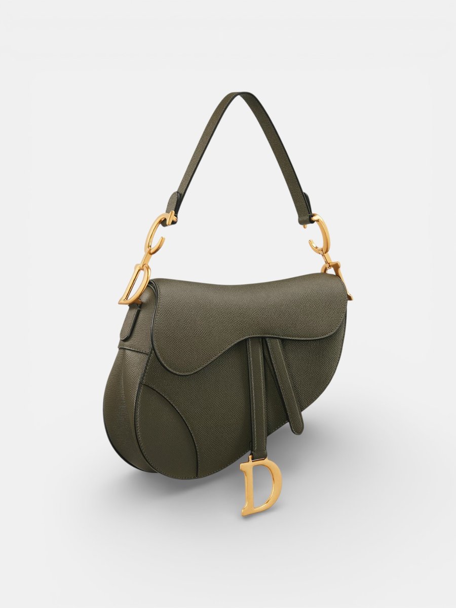 Dior Saddle Bag Grained Olive Green - Preview