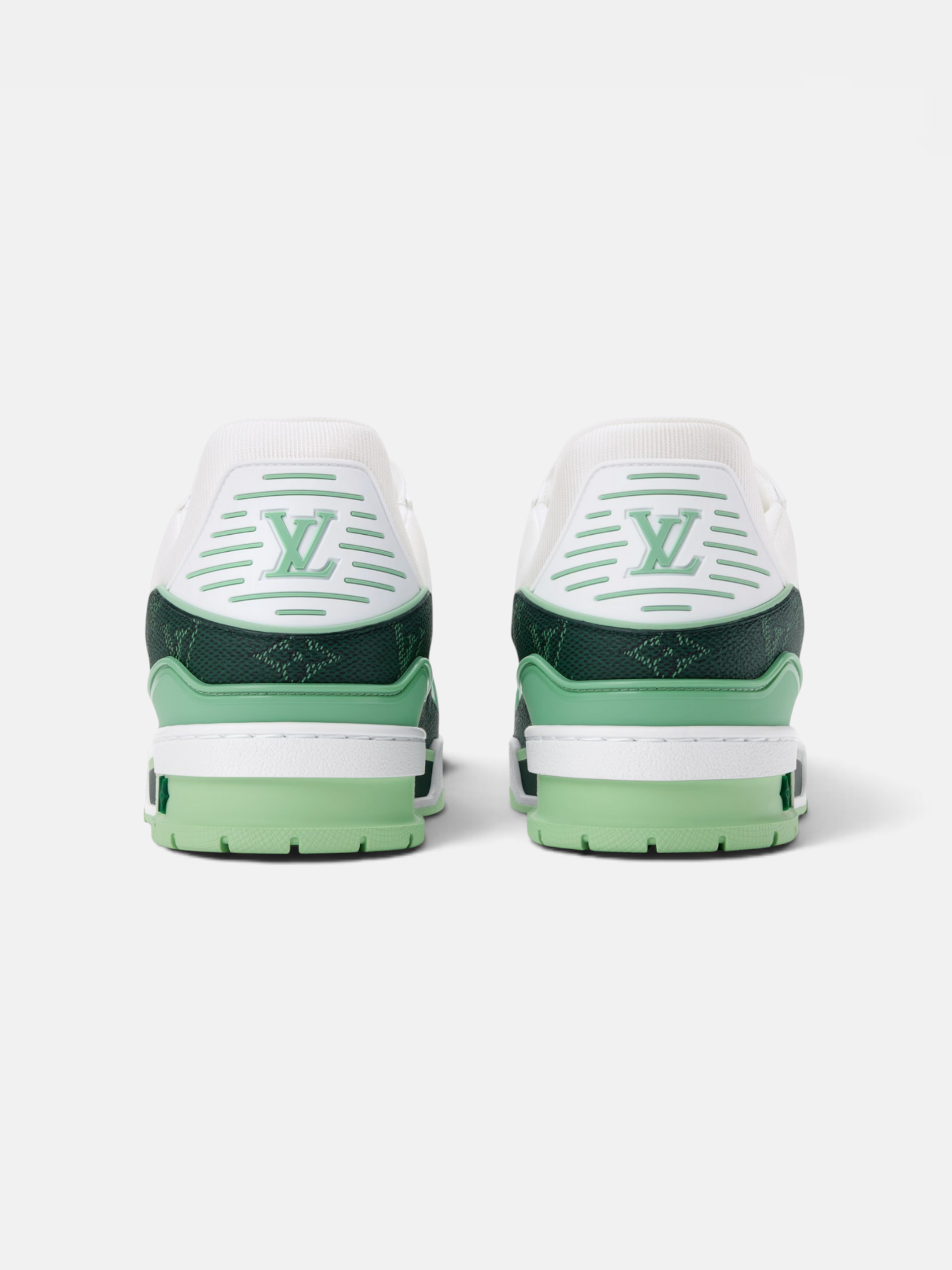 Louis Louis Vuitton Trainer Green White – side profile view in premium quality with AA+ craftsmanship
