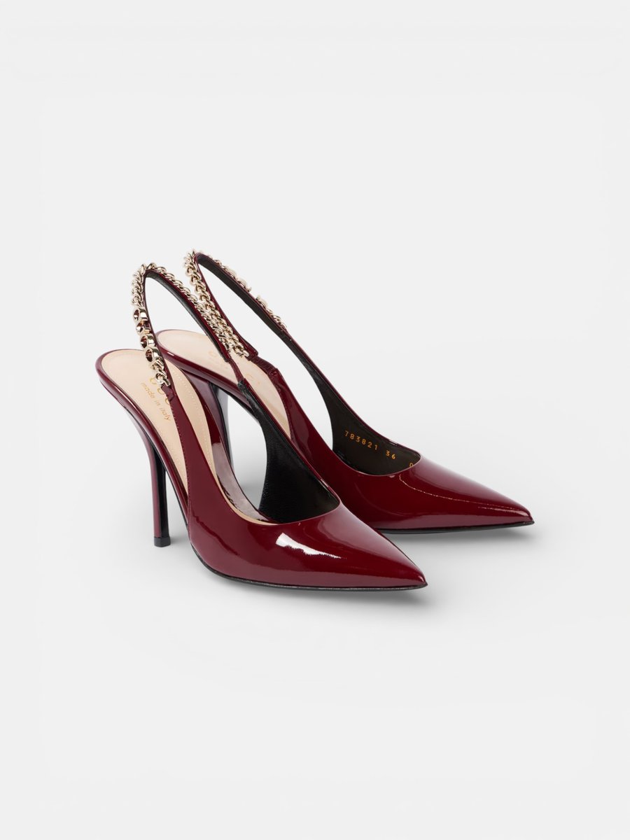 Gucci Signoria Patent Slingback Heels Burgundy