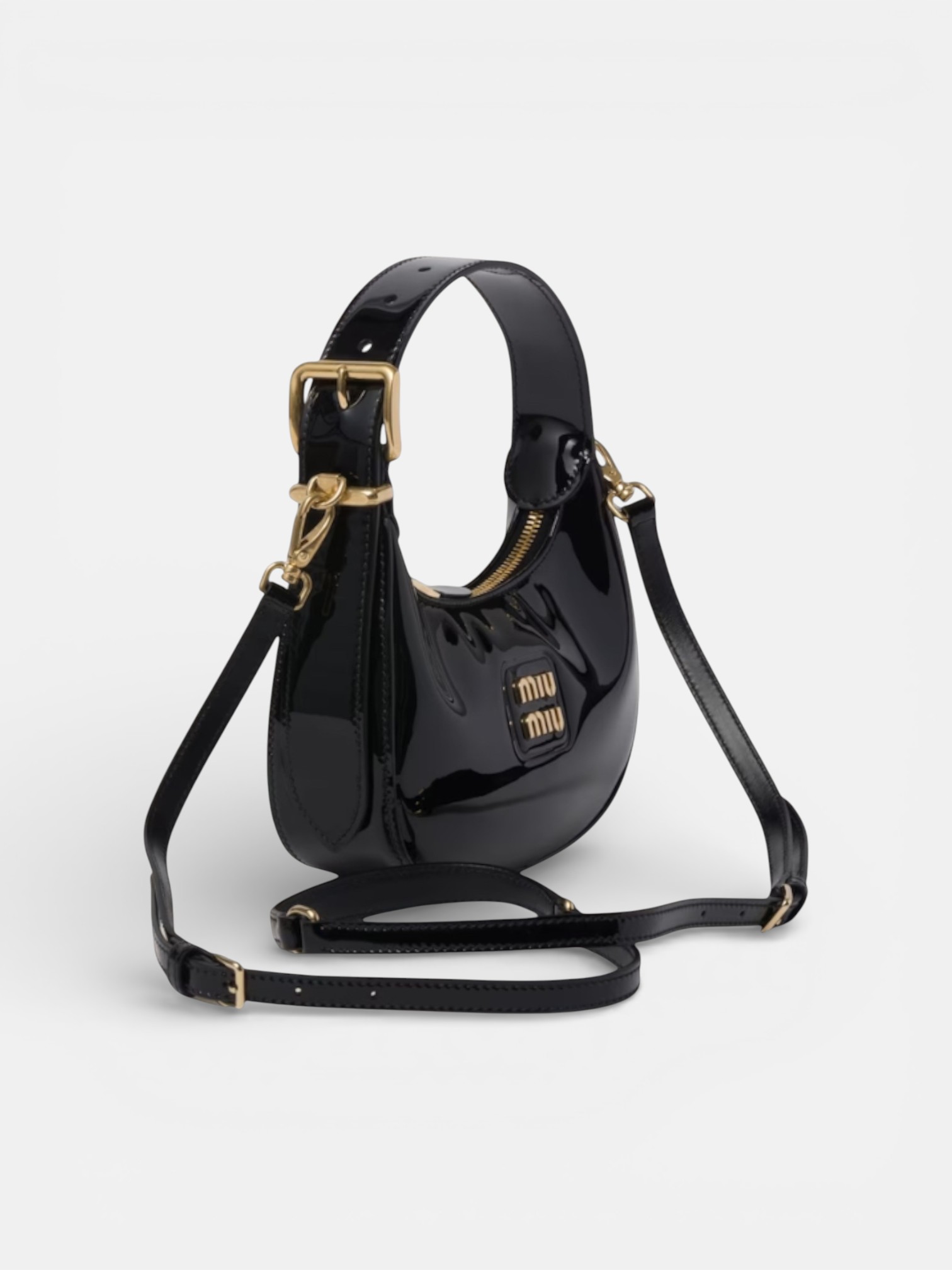 MiuMiu MiuMiu Leather Hobo Bag Black – close-up detail view in premium quality with AA+ craftsmanship