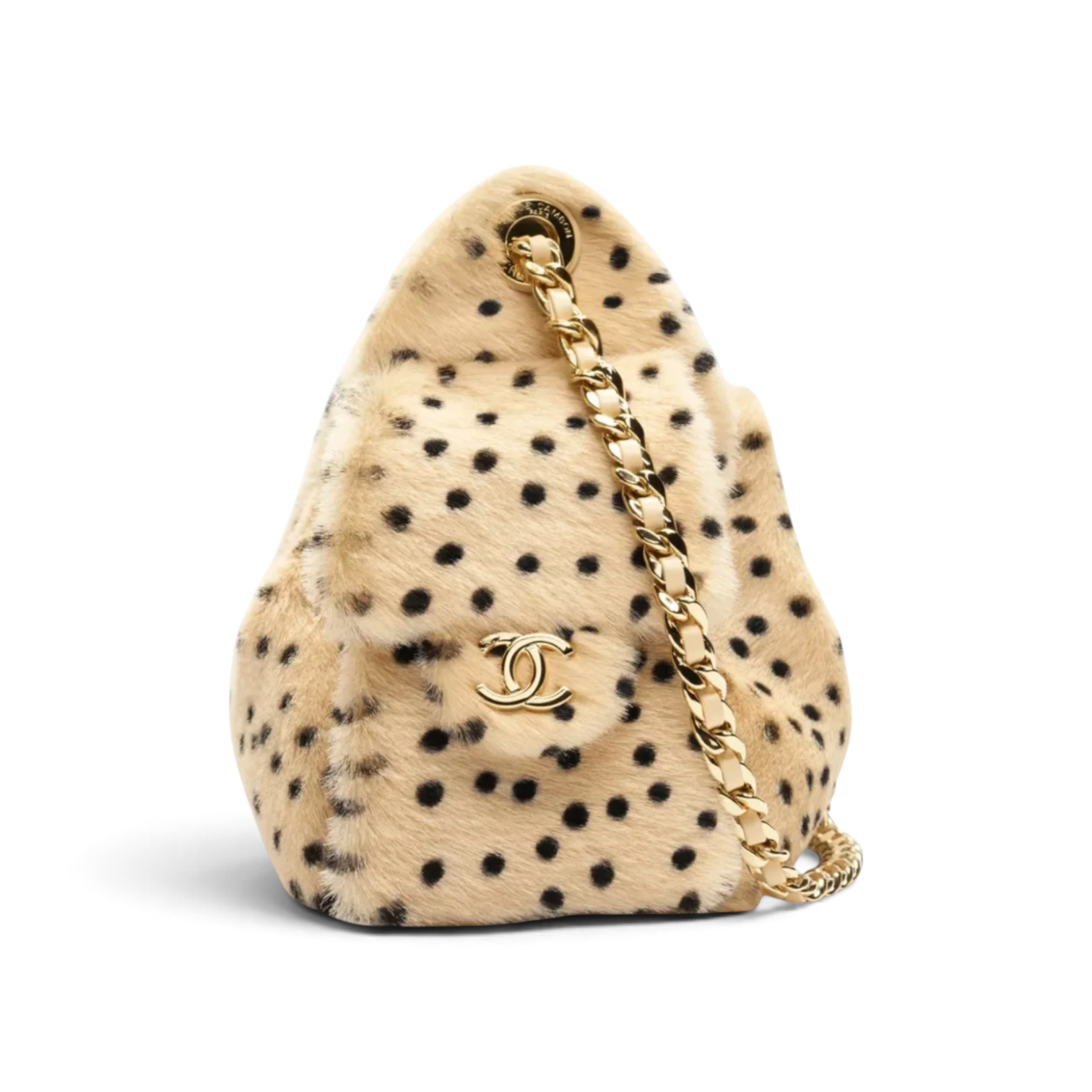Chanel Chanel 25 Mini in Light Beige & Black Lambskin – detail view in premium quality with AA+ craftsmanship