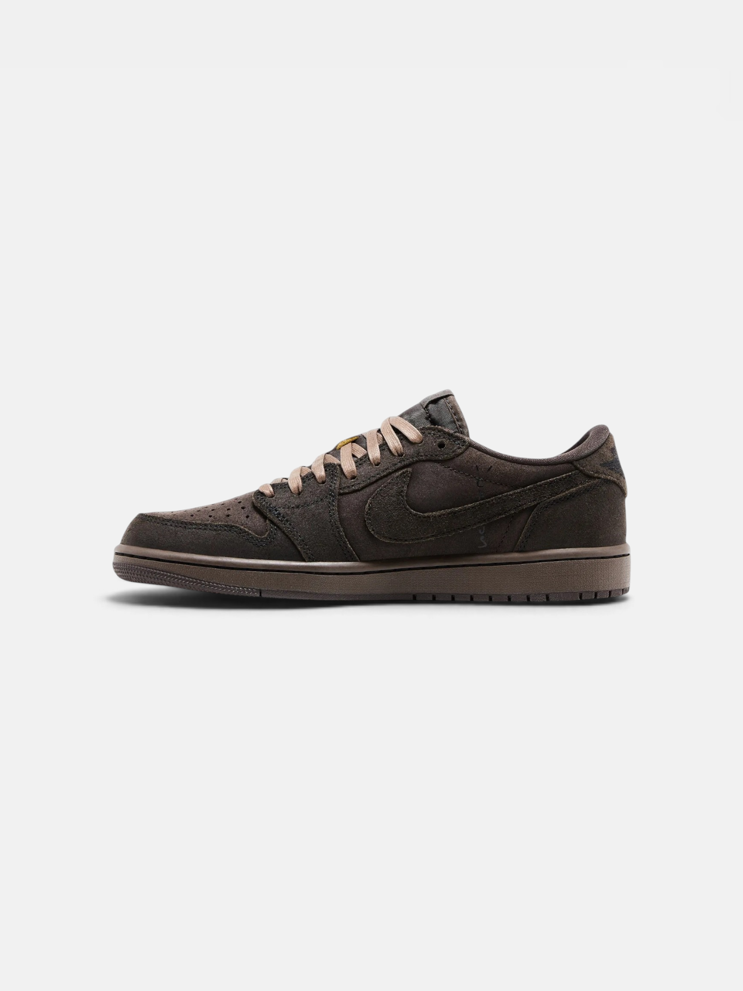 Jordan Jordan 1 Low Travis Scott Velvet Brown – side profile view in premium quality with AA+ craftsmanship