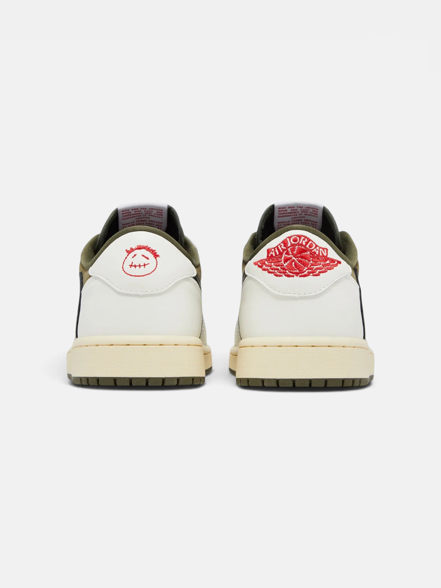 Jordan Jordan 1 Low Travis Scott Medium Olive – back view in premium quality with AA+ craftsmanship