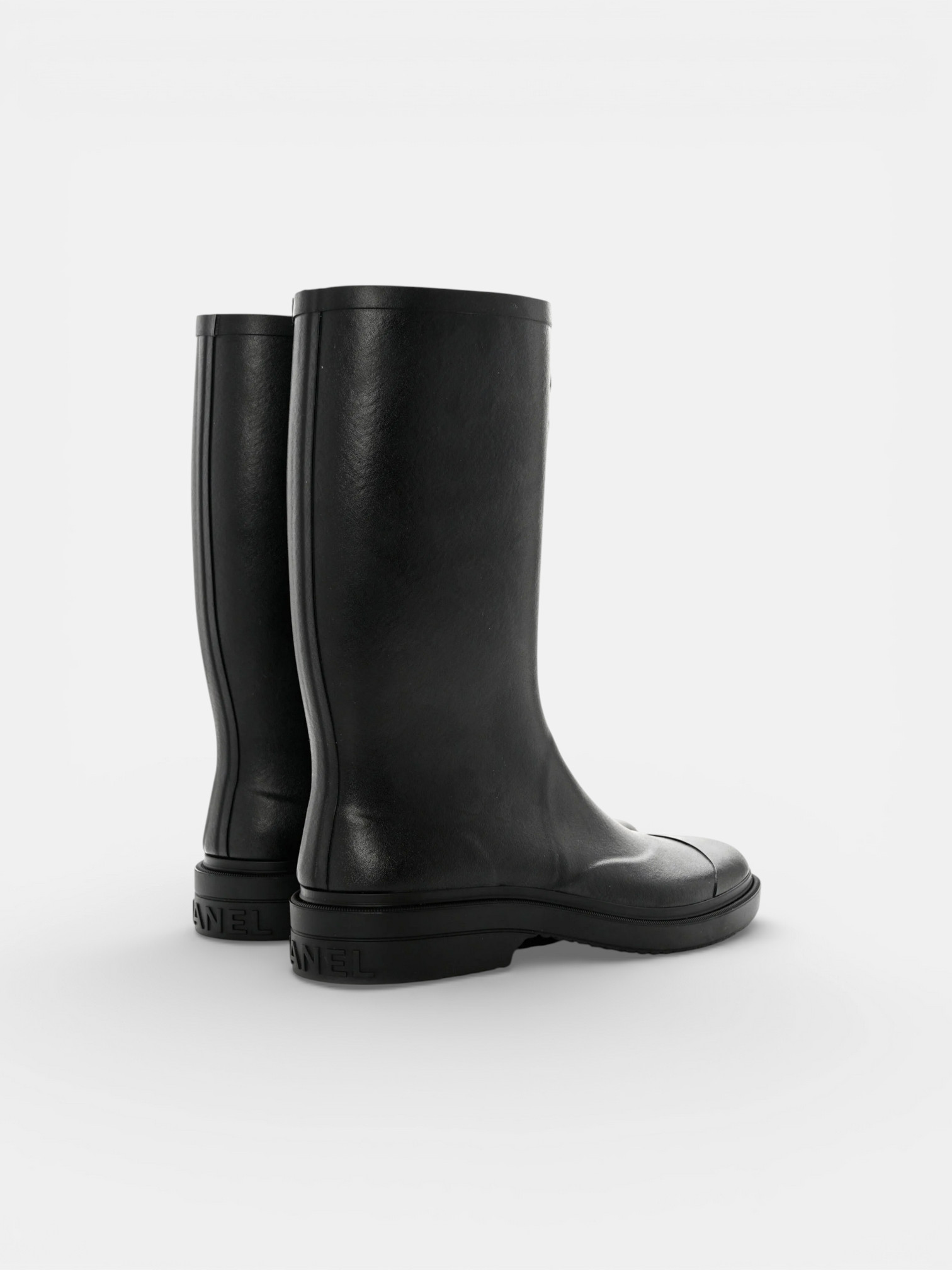 Chanel Chanel Rain Boots Black – side profile view in premium quality with AA+ craftsmanship