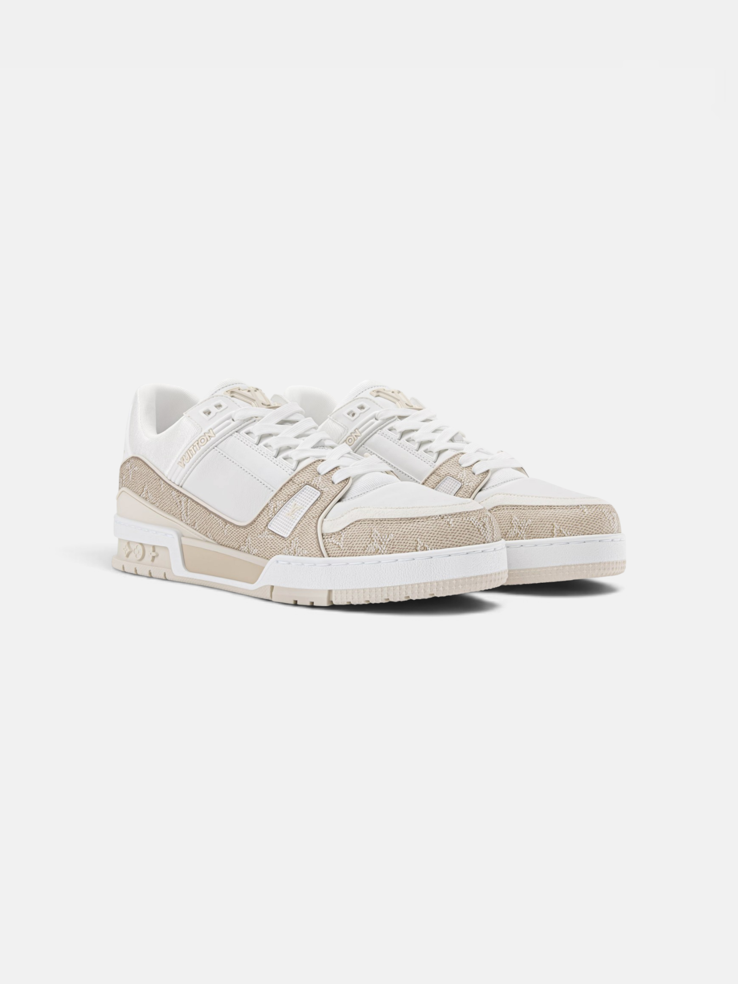 Louis Louis Vuitton Trainer White Beige – back view in premium quality with AA+ craftsmanship