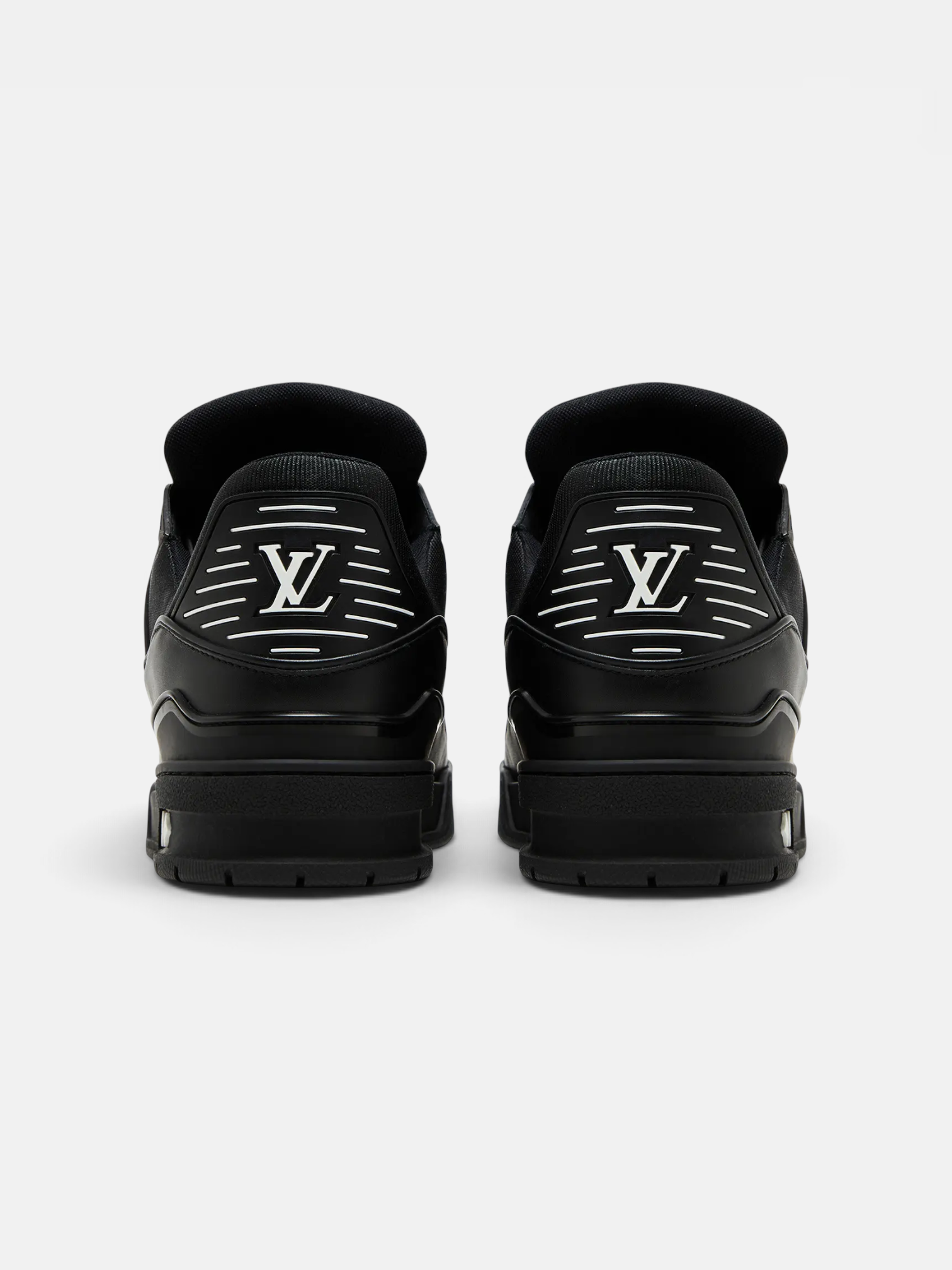 Louis Louis Vuitton Trainer Embossed Monogram Black – back view in premium quality with AA+ craftsmanship