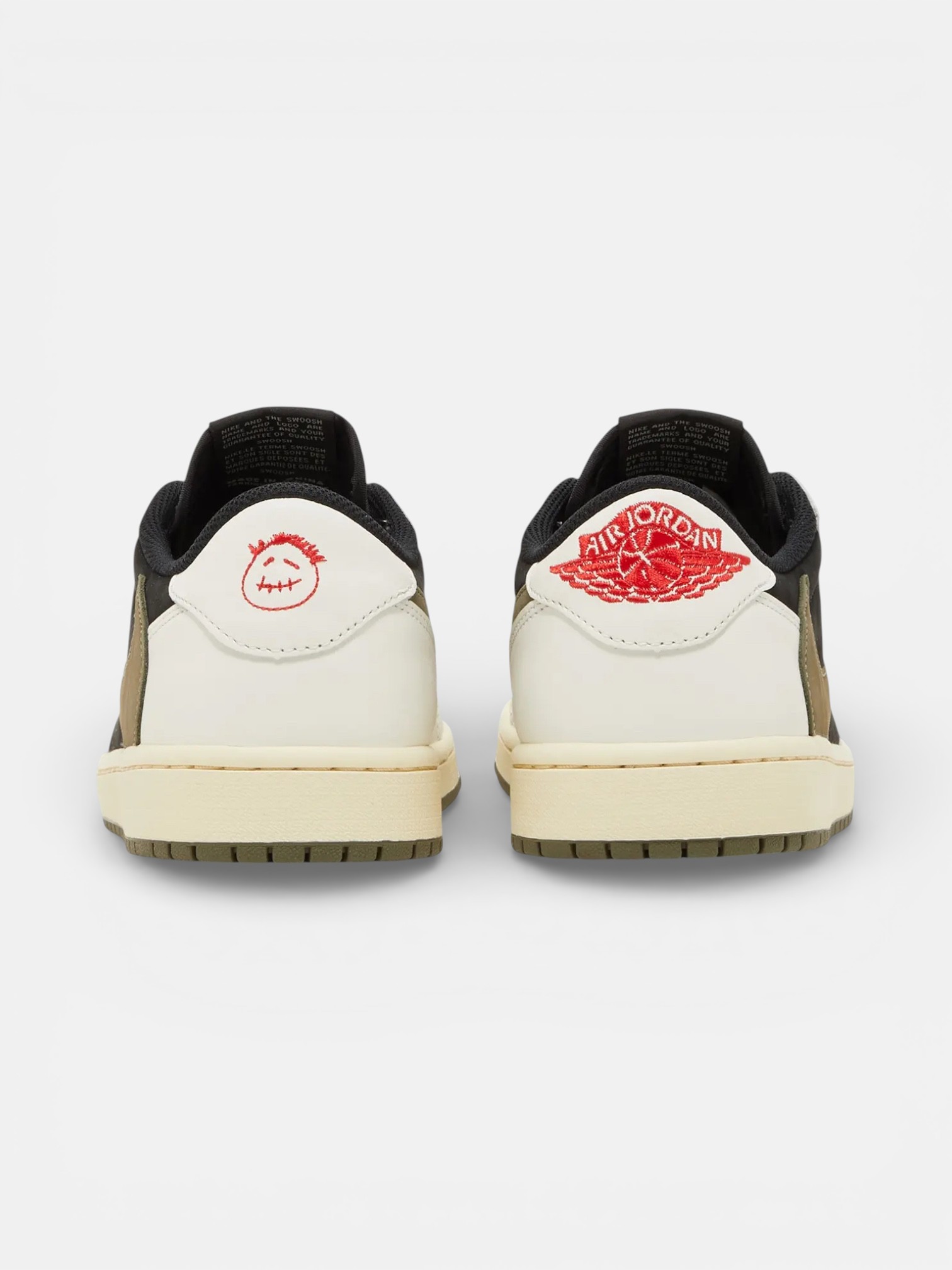Jordan Jordan 1 Retro Low OG SP Travis Scott Olive – detail view in premium quality with AA+ craftsmanship