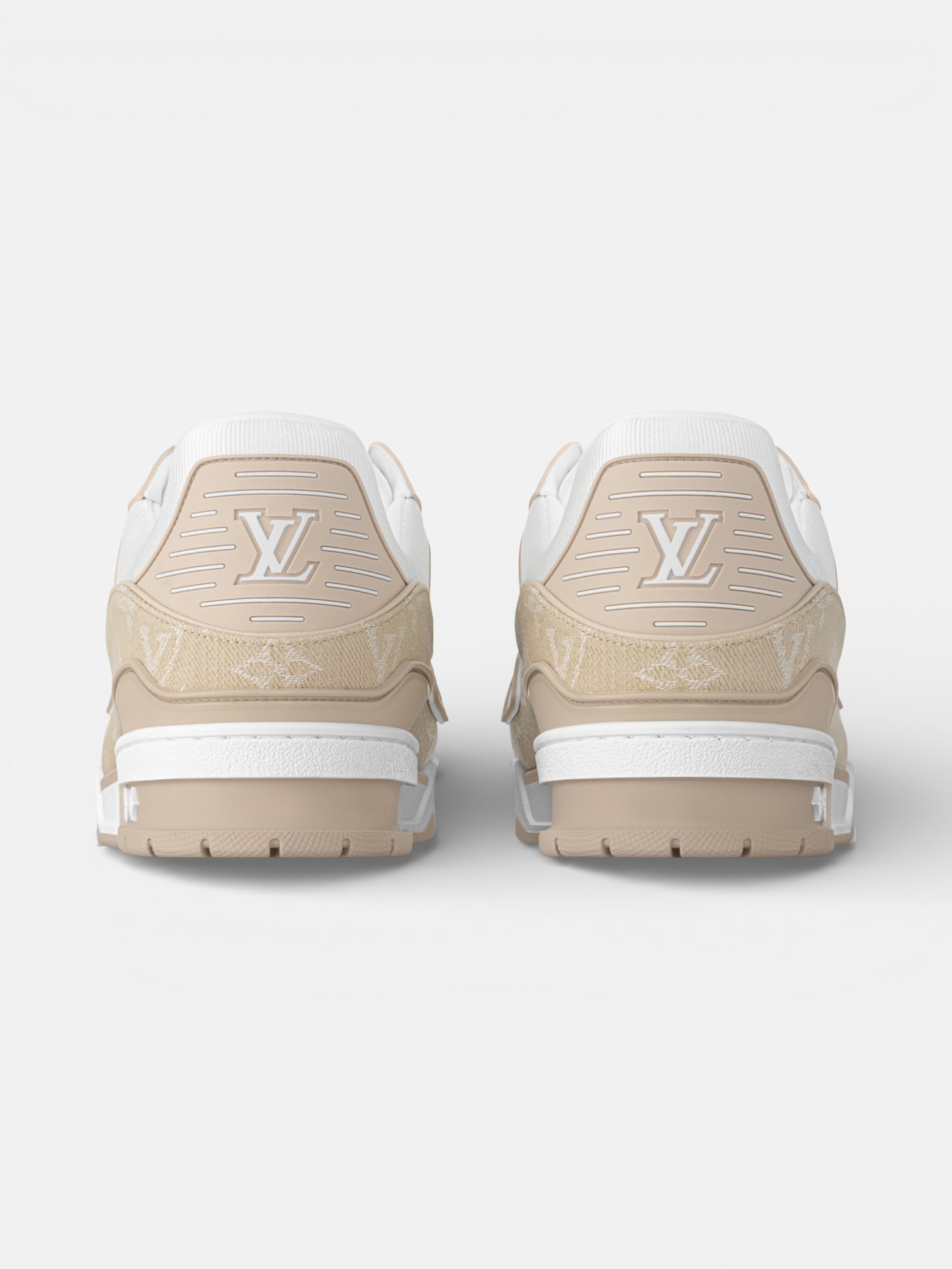 Louis Louis Vuitton Trainer Beige – back view in premium quality with AA+ craftsmanship