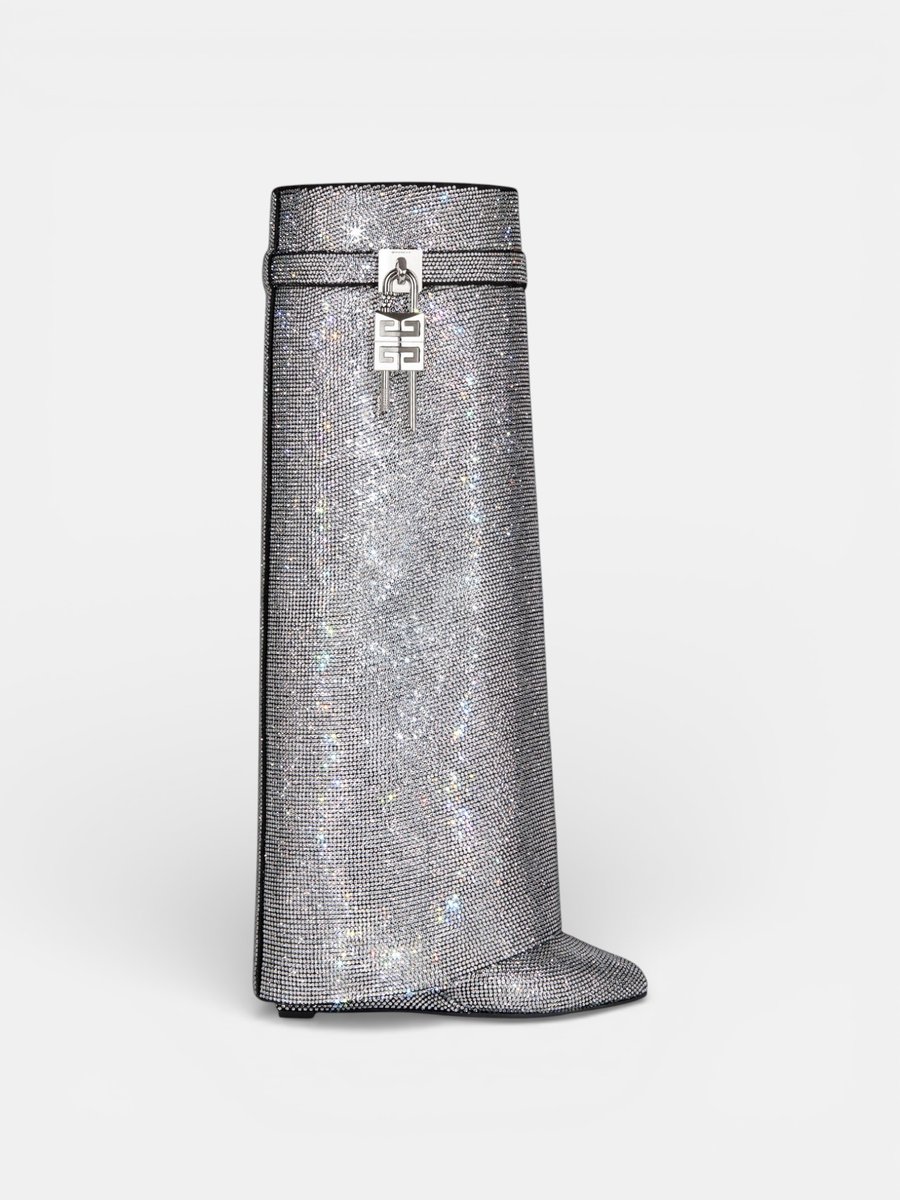 Givenchy Shark Lock Boots with Strass Silver