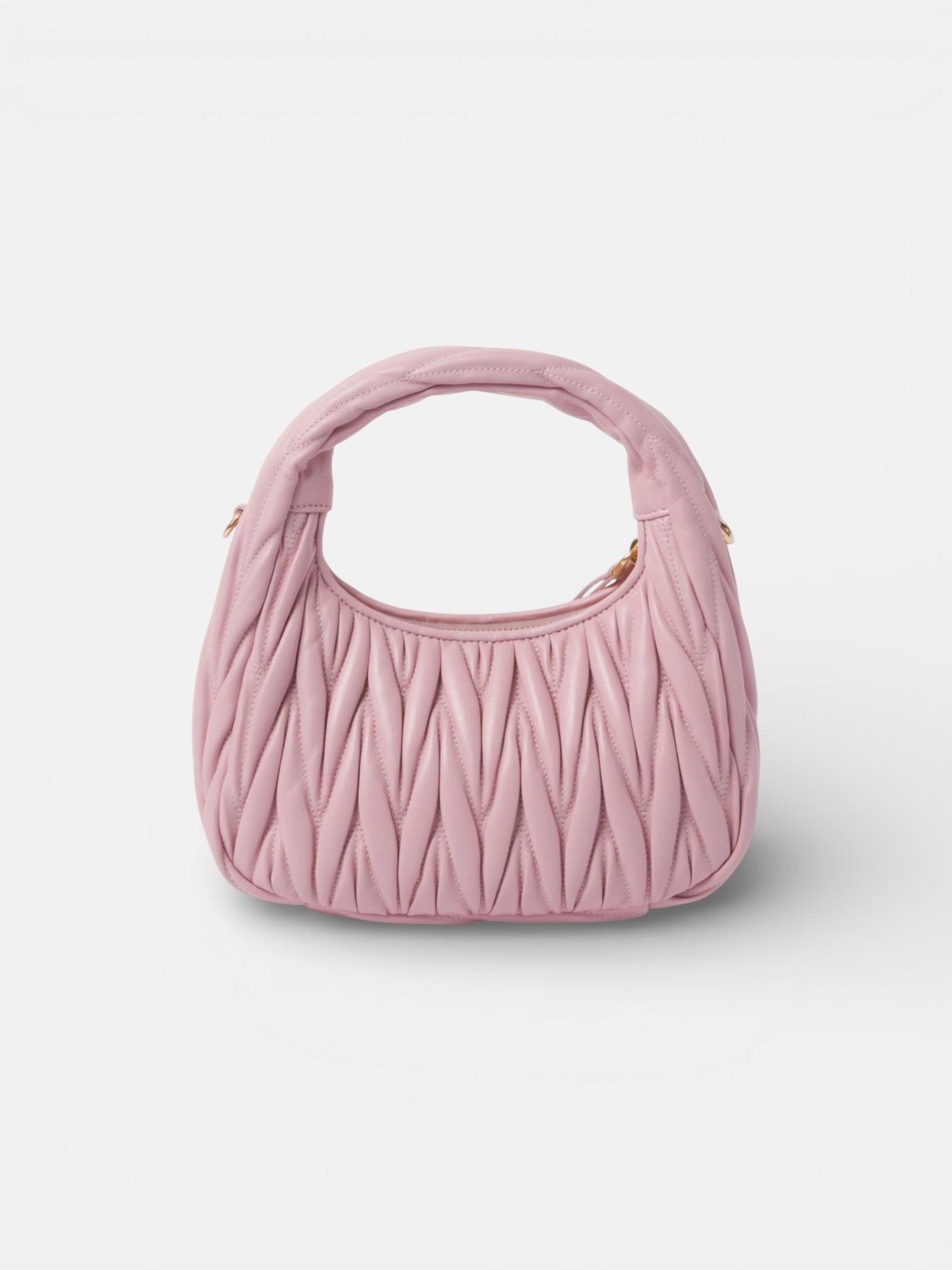 MiuMiu MiuMiu Wander Leather Bag Pink – close-up detail view in premium quality with AA+ craftsmanship