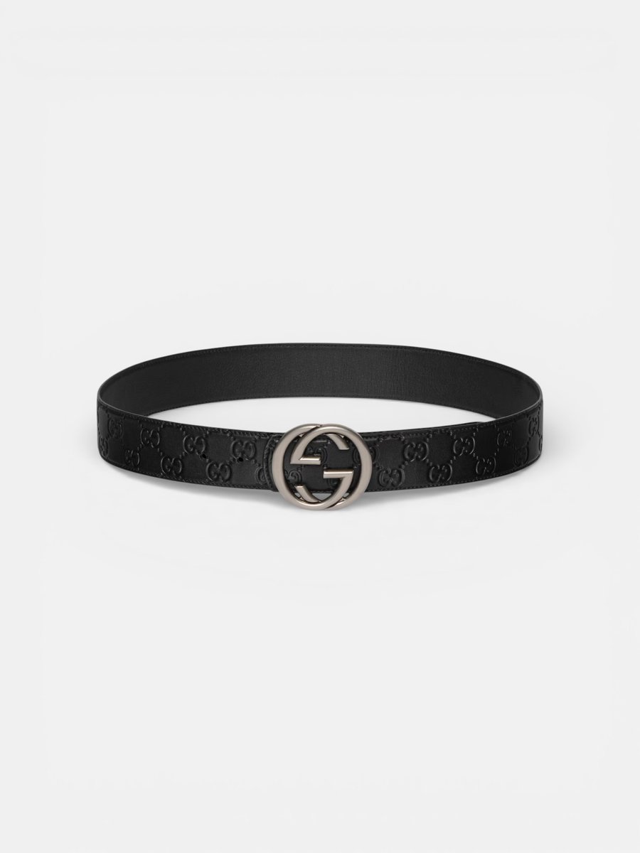 Gucci Reversible Belt with Interlocking G Buckle Black Leather