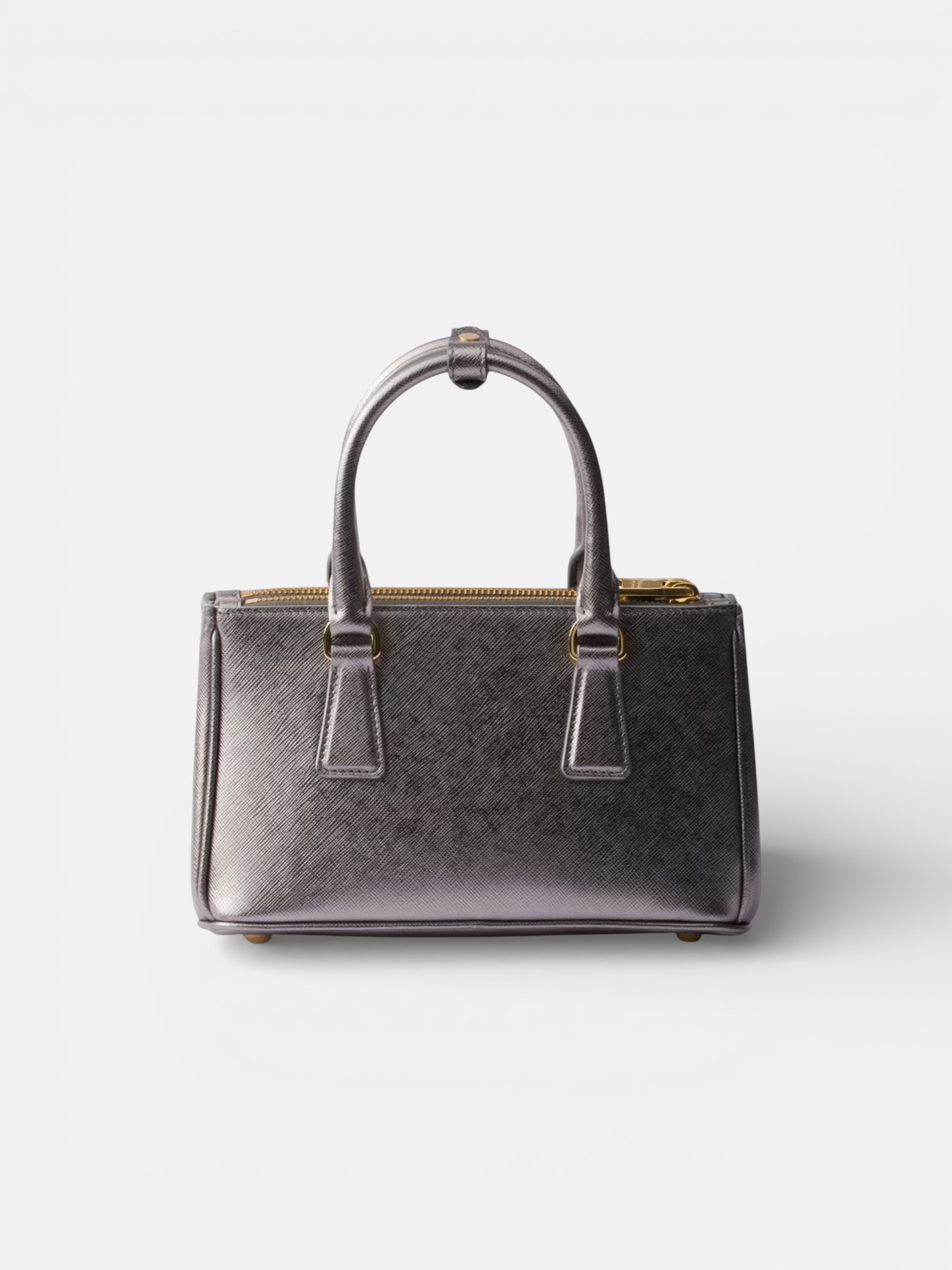 Prada Prada Galleria Saffiano Mini-Bag Chrome – close-up detail view in premium quality with AA+ craftsmanship