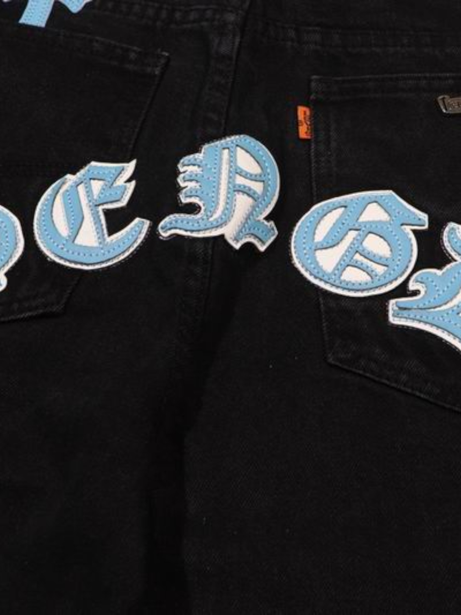 Chrome Chrome Hearts Dual-Tone Cross Jeans Black – detail view in premium quality with AA+ craftsmanship