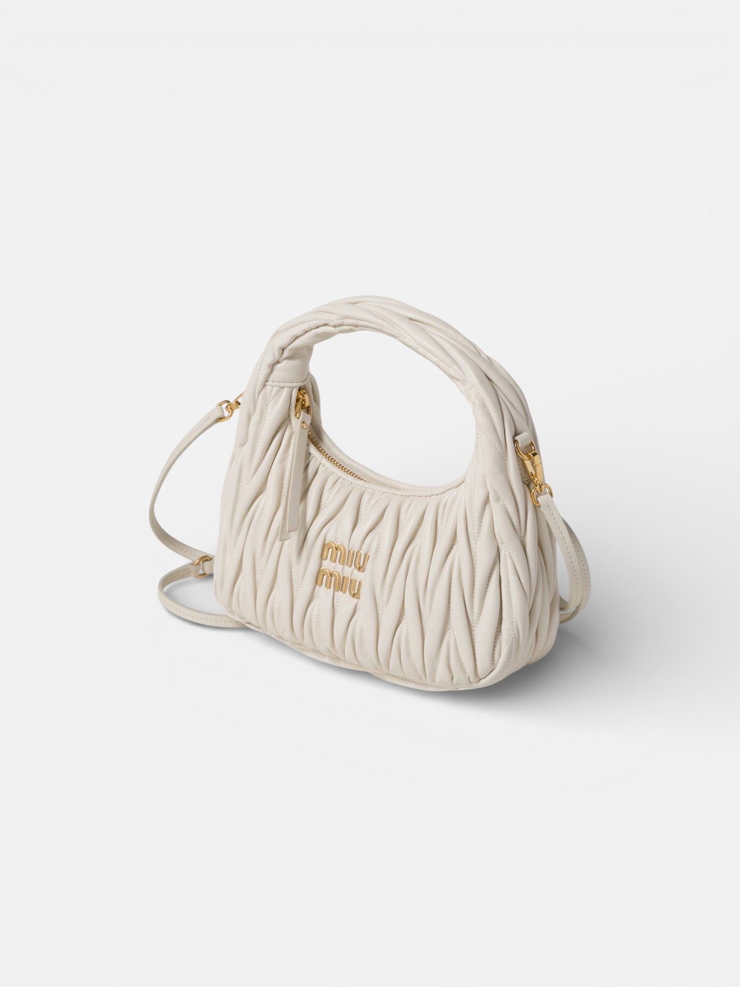 MiuMiu MiuMiu Wander Leather Bag White – side profile view in premium quality with AA+ craftsmanship