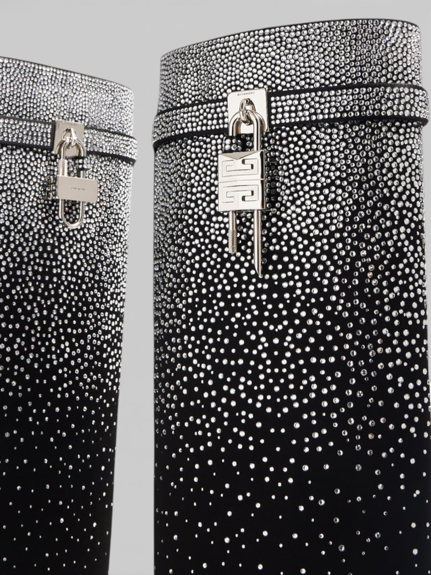 Givenchy Givenchy Shark Lock Boots with Strass Silver/Black – close-up detail view in premium quality with AA+ craftsmanship