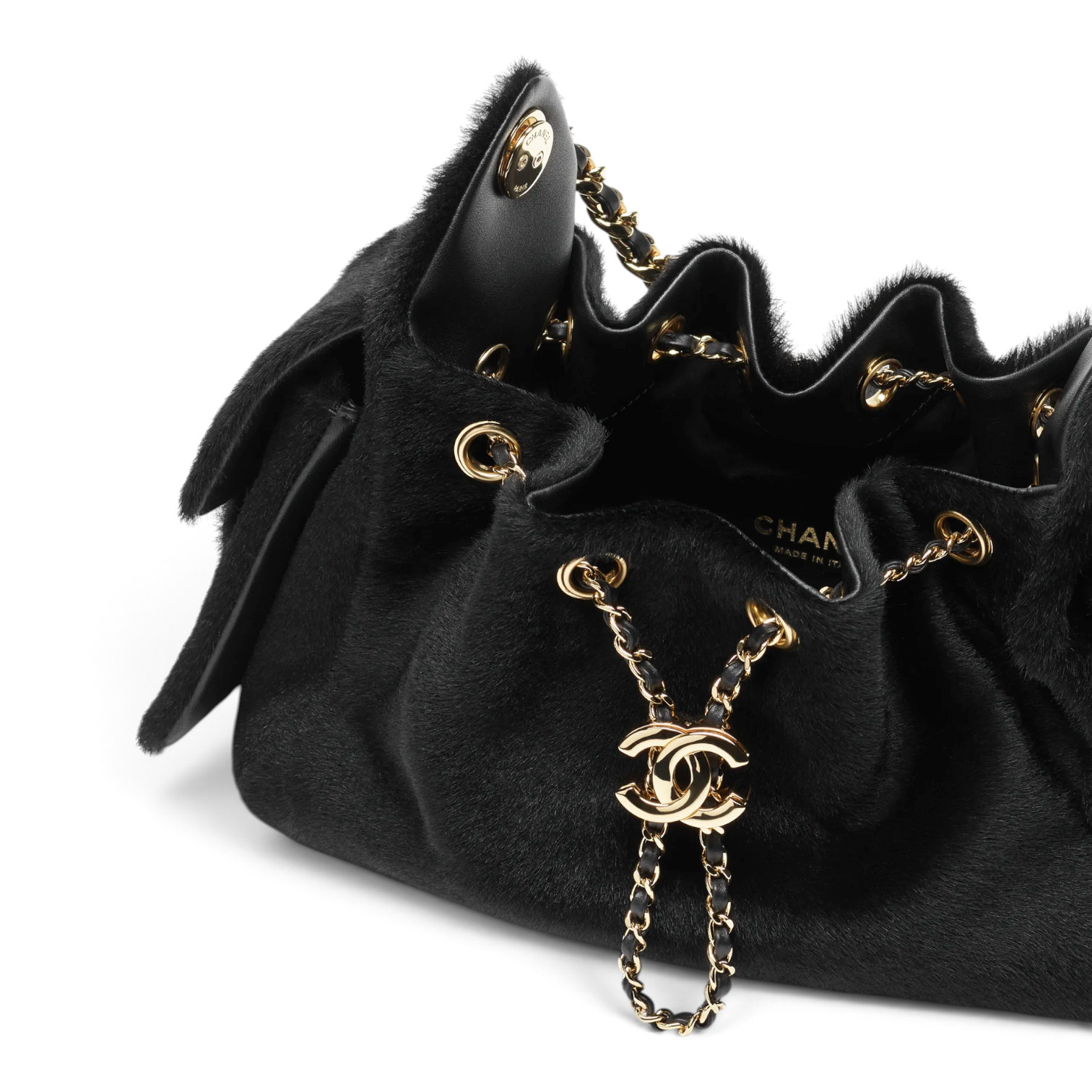 Chanel Chanel 25 Mini Lambskin Black – detail view in premium quality with AA+ craftsmanship