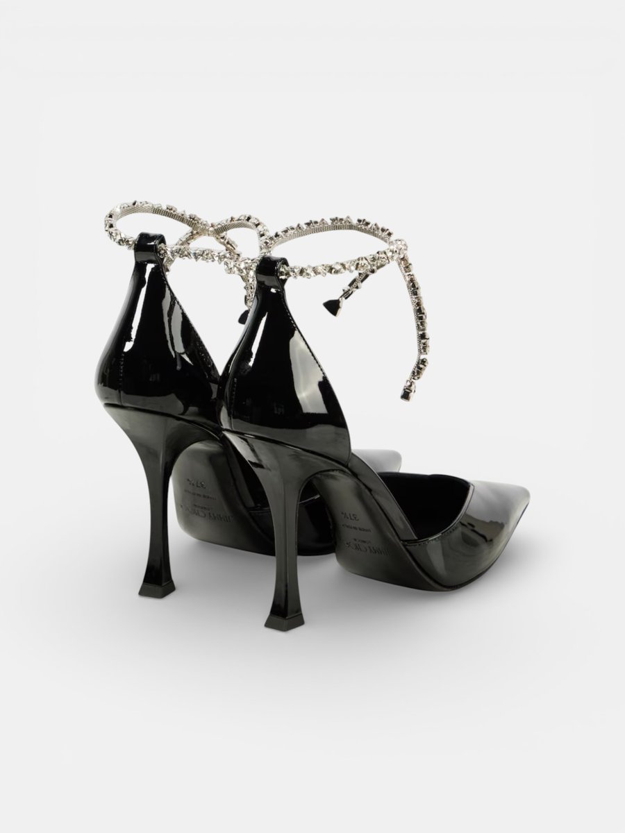 Jimmy Cho Stevie 100 Embellished Patent Leather Pumps Black - Preview