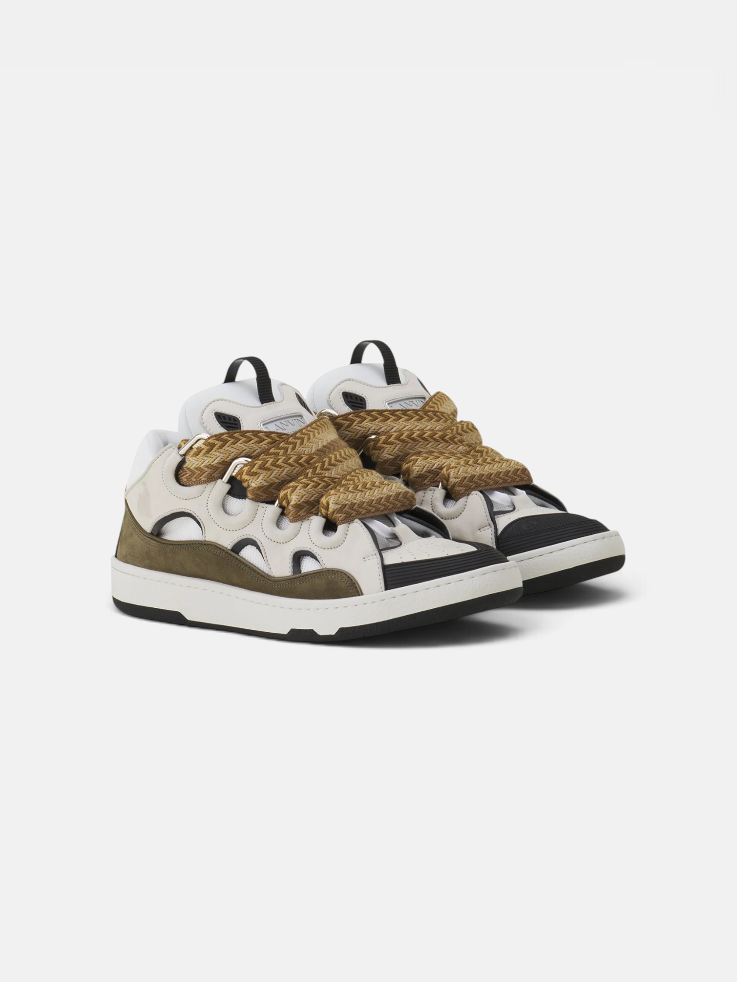 Lanvin Lanvin Curb Sneaker Blanc Kaki – close-up detail view in premium quality with AA+ craftsmanship