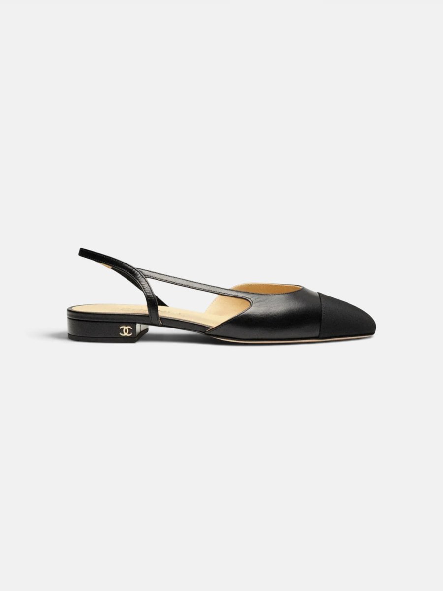 Chanel  Slingback Goatskin and Grosgrain  Black