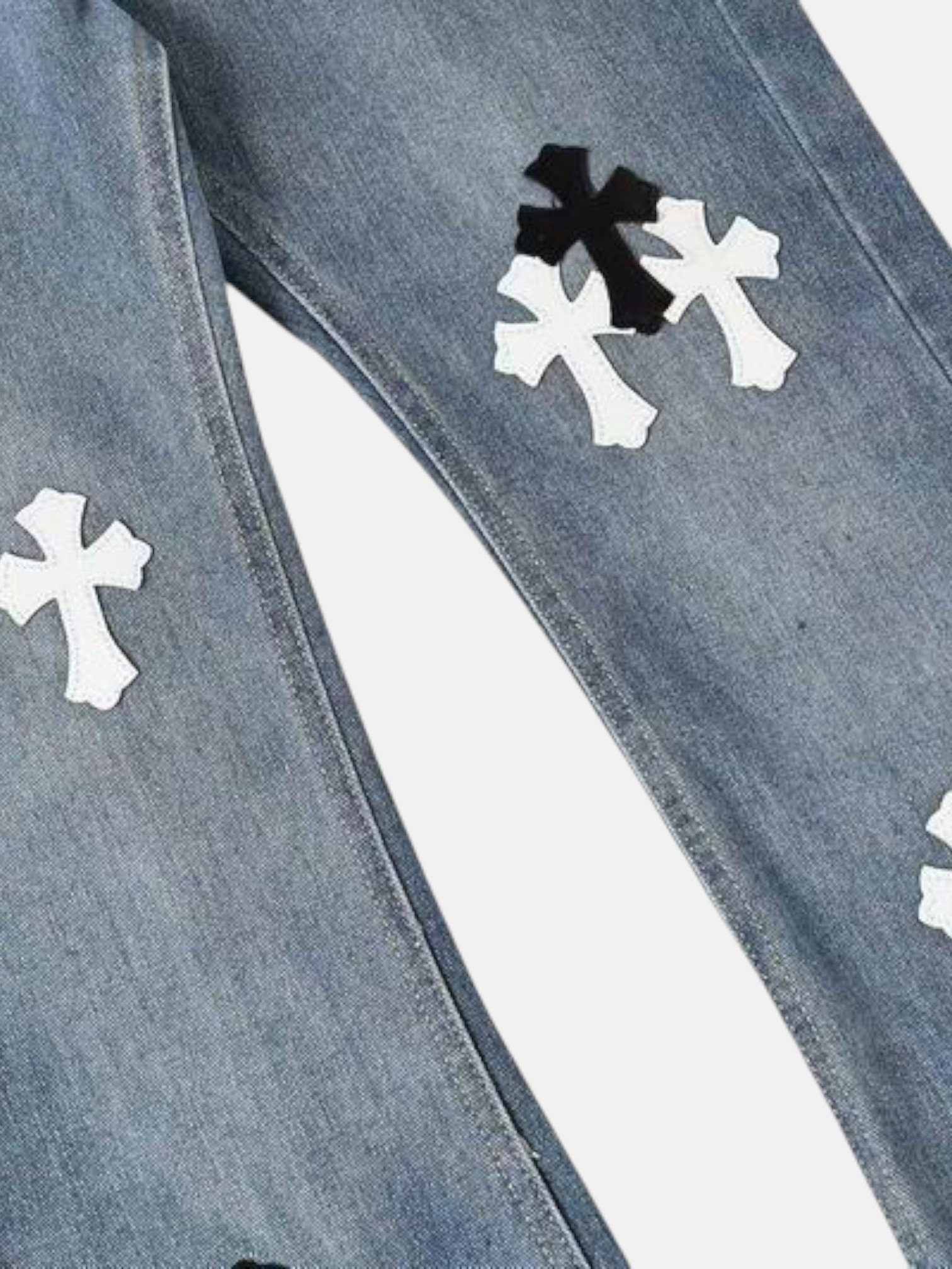 Chrome Chrome Hearts Archive Cross Jeans Blue – detail view in premium quality with AA+ craftsmanship